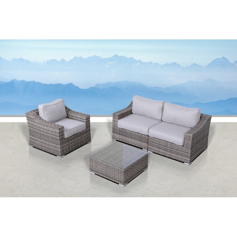 Lsi 4 Piece Rattan Sofa Seating Group With Cushions
