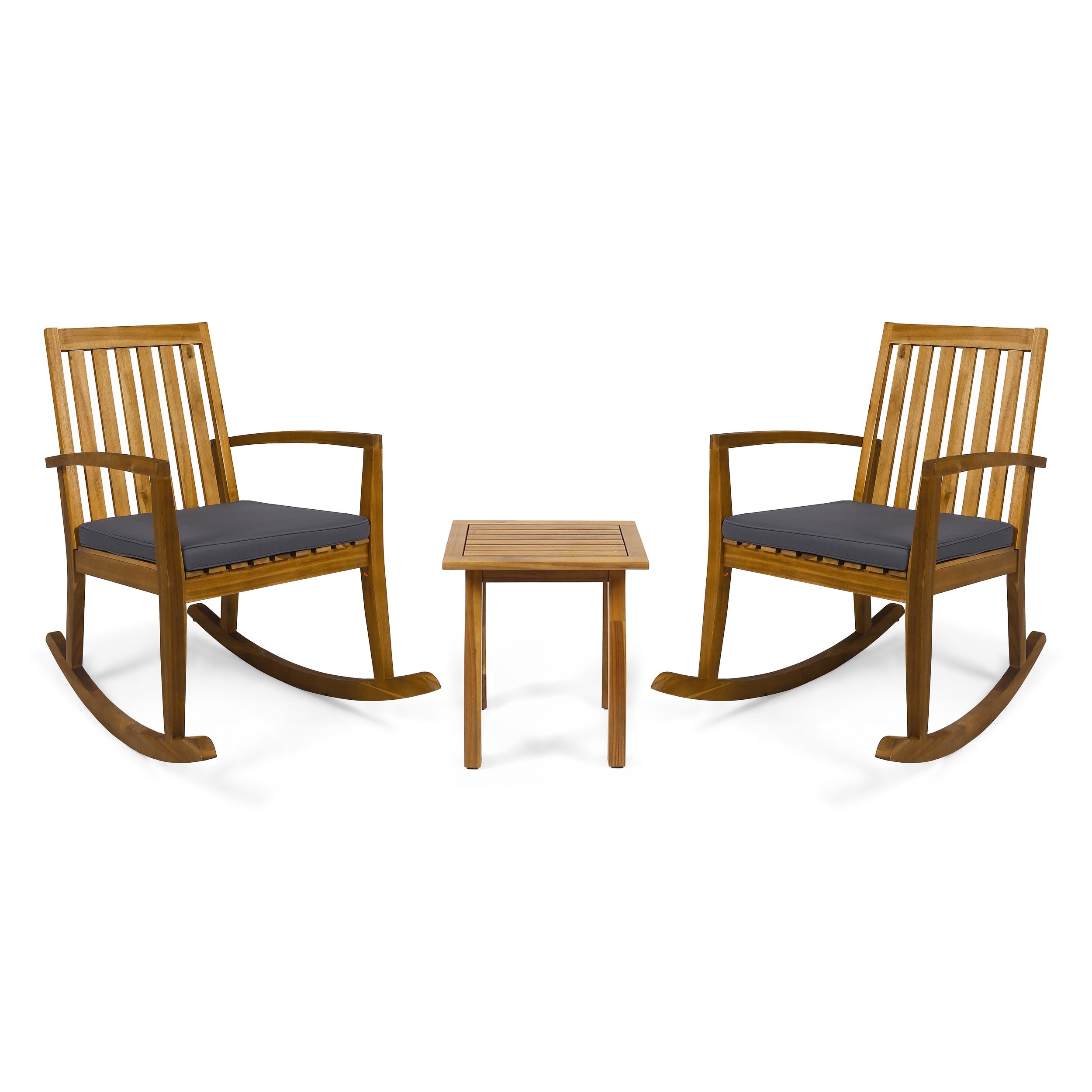 Montrose Outdoor Acacia Wood Rocking Chairs With Accent Table By Christopher Knight Home