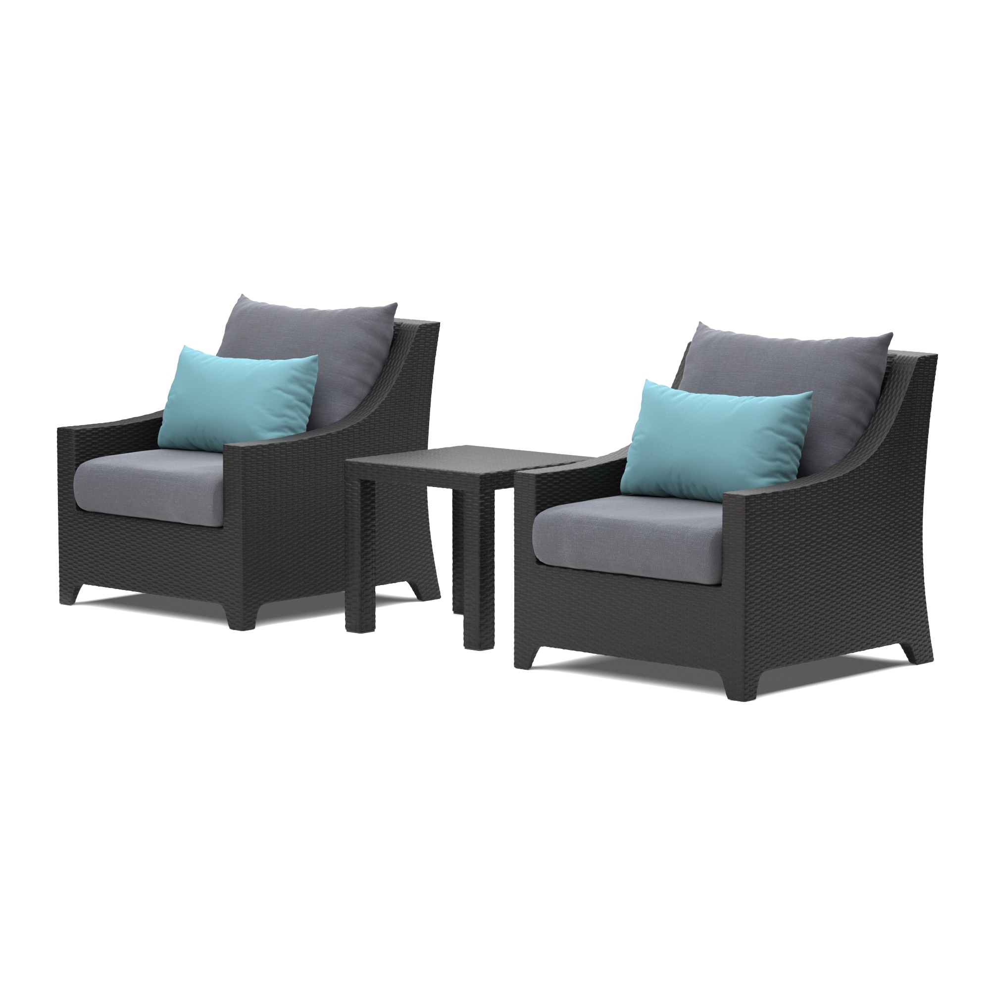 Deco 3 Piece Aluminum Outdoor Patio Club Chairs And Side Table