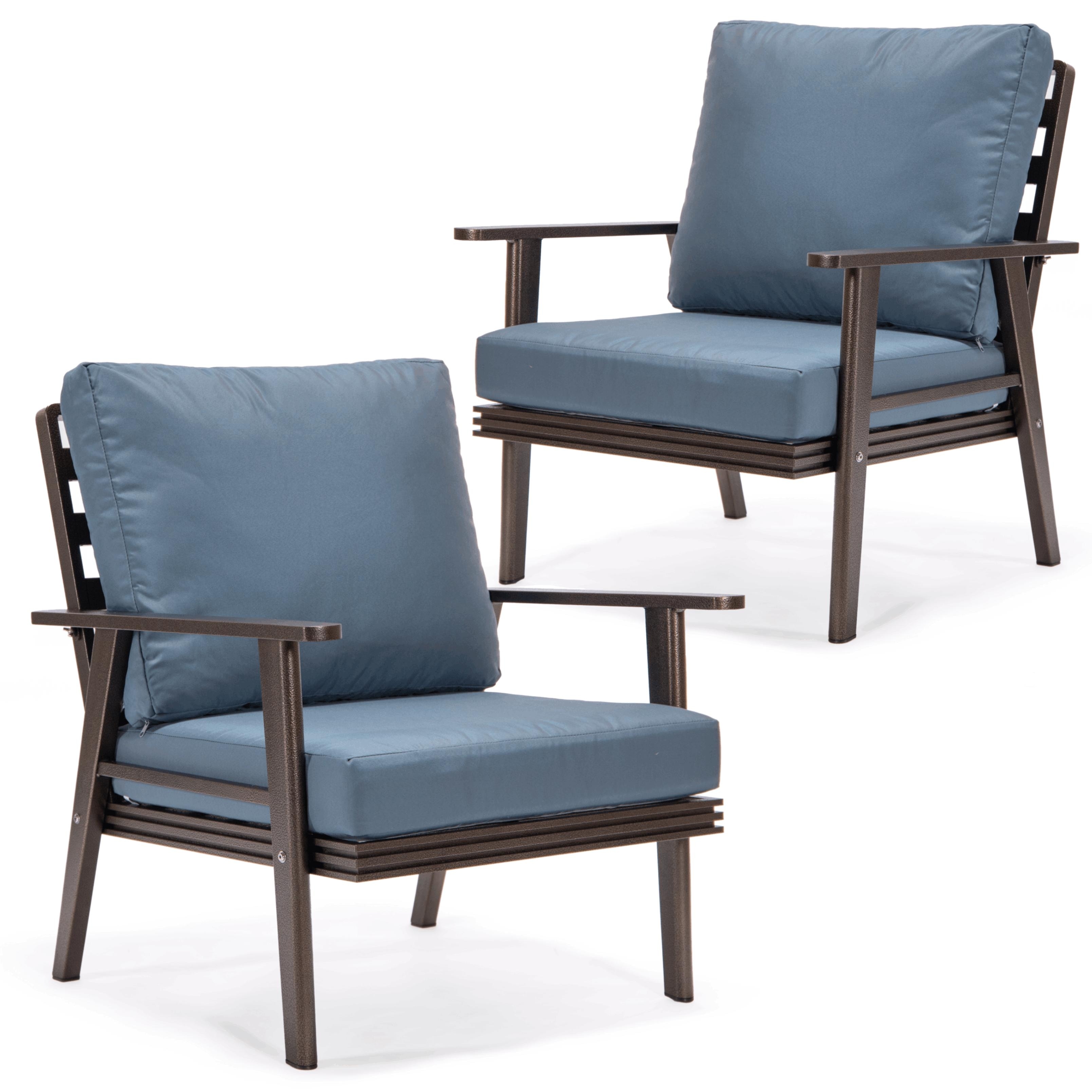 Leisuremod Walbrooke Brown Patio Armchairs With Cushions Set Of 2