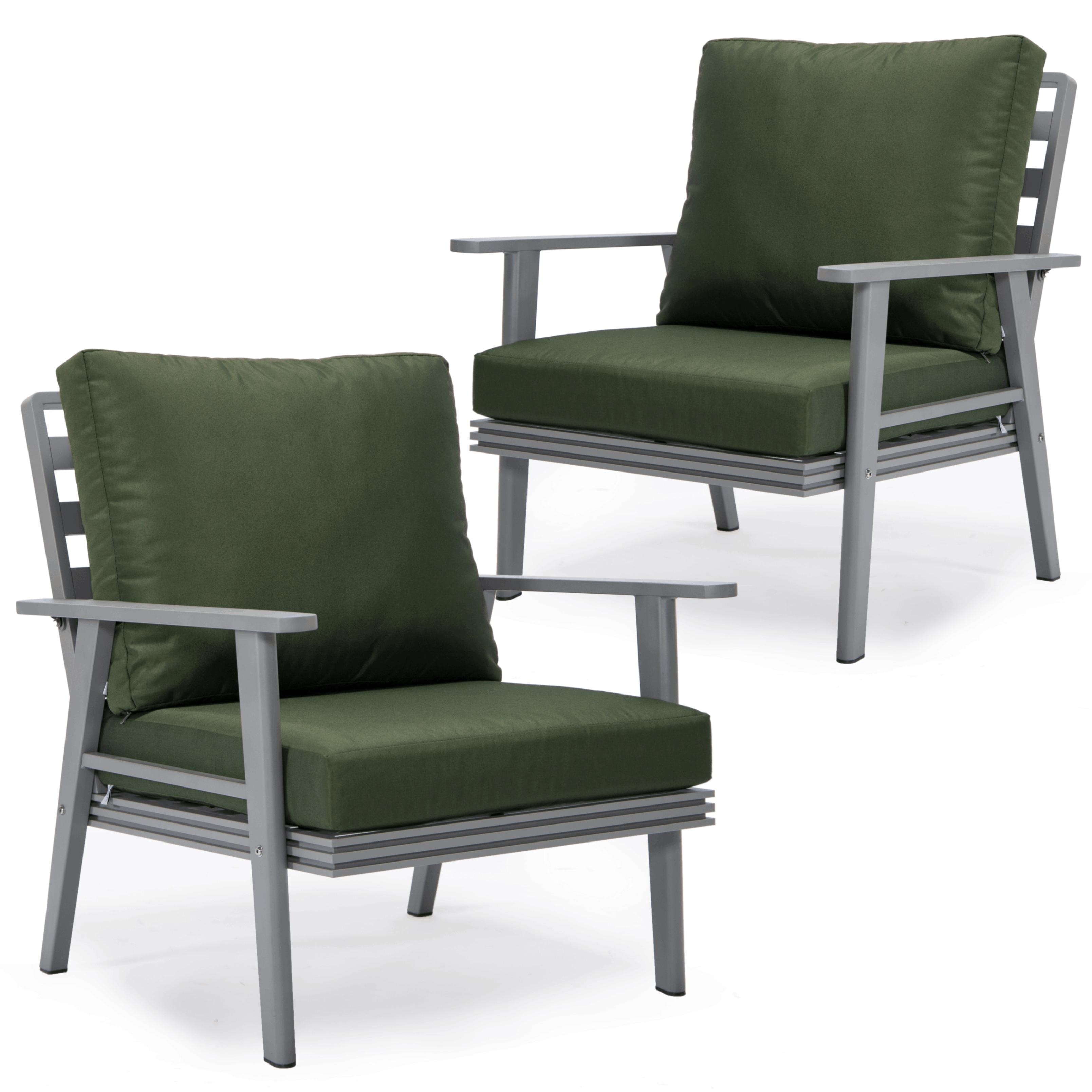 Leisuremod Walbrooke Grey Patio Armchairs With Cushions Set Of 2