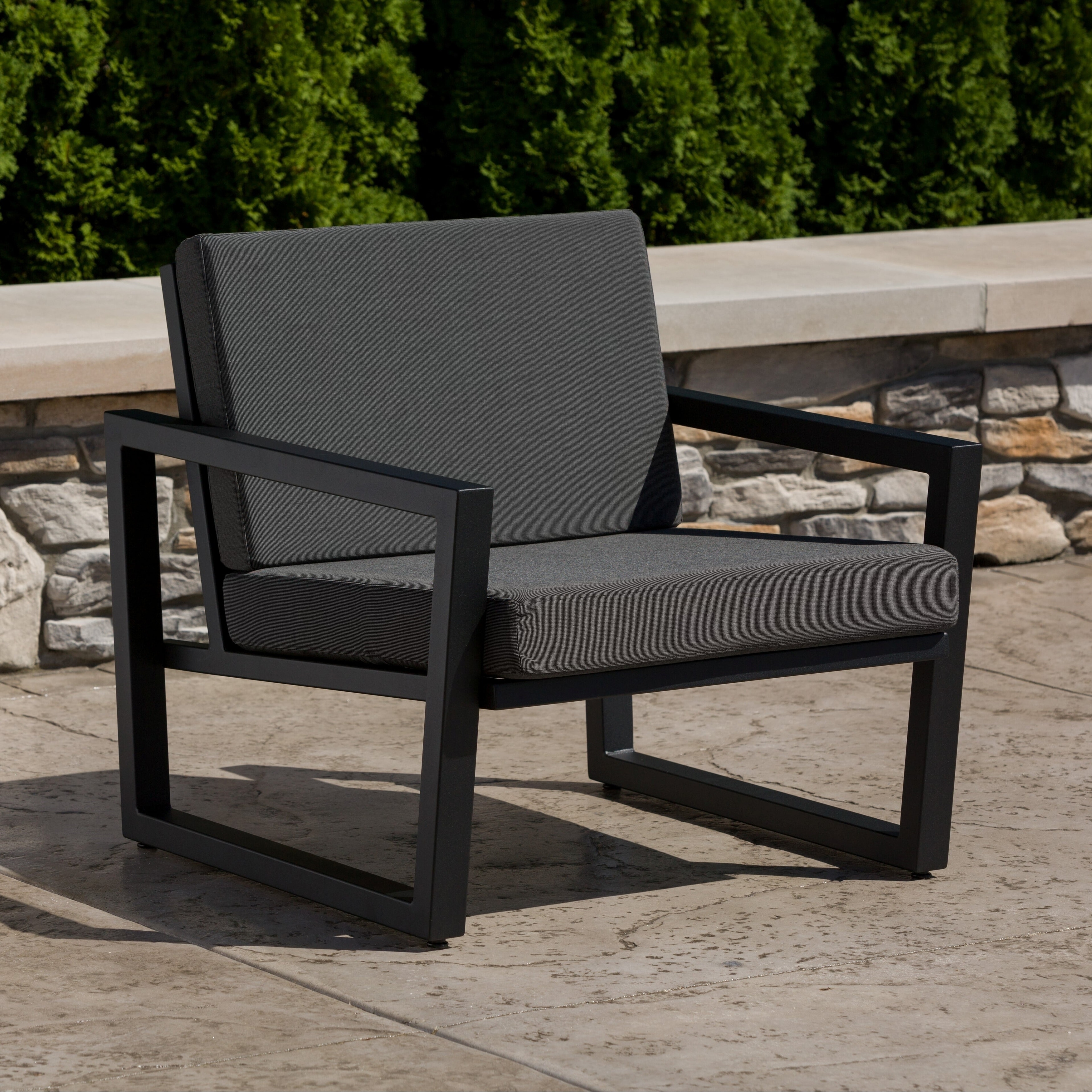 Elan Furniture Vero Outdoor 3 Piece Chat Set - Coal Sunbrella Cushions