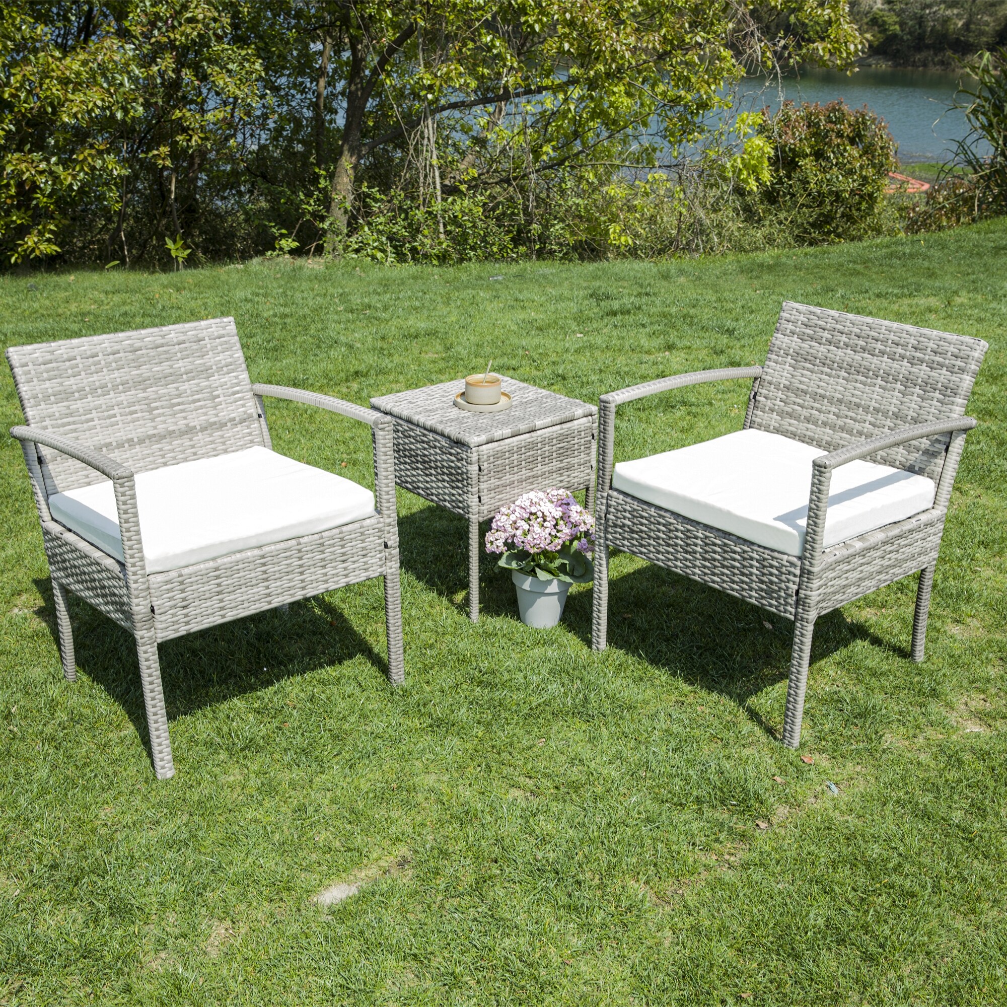 3-piece Outdoor Wicker Chat Set patio Chairs