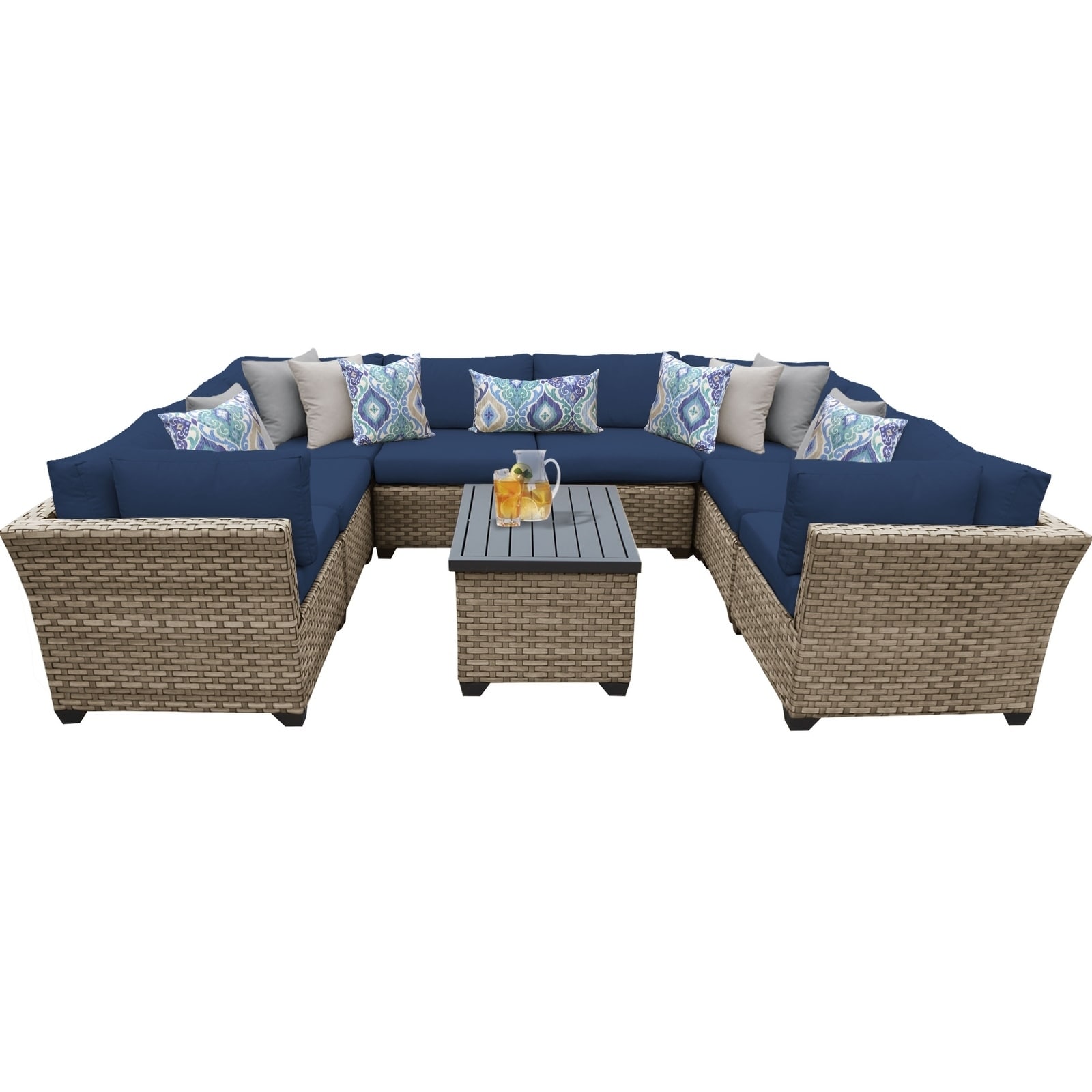 Monterey 9 Piece Outdoor Wicker Patio Furniture Set