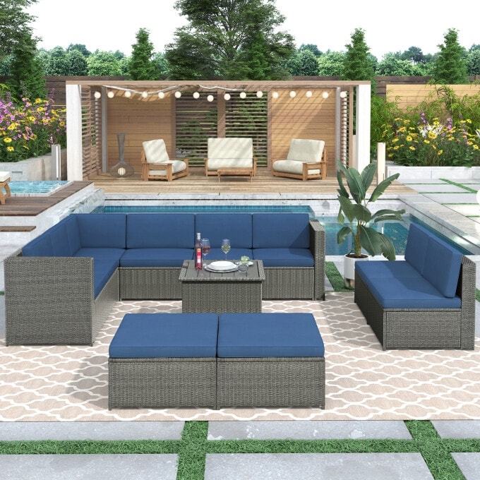 9-piece Patio Furniture Outdoor Sectional Sofa Set