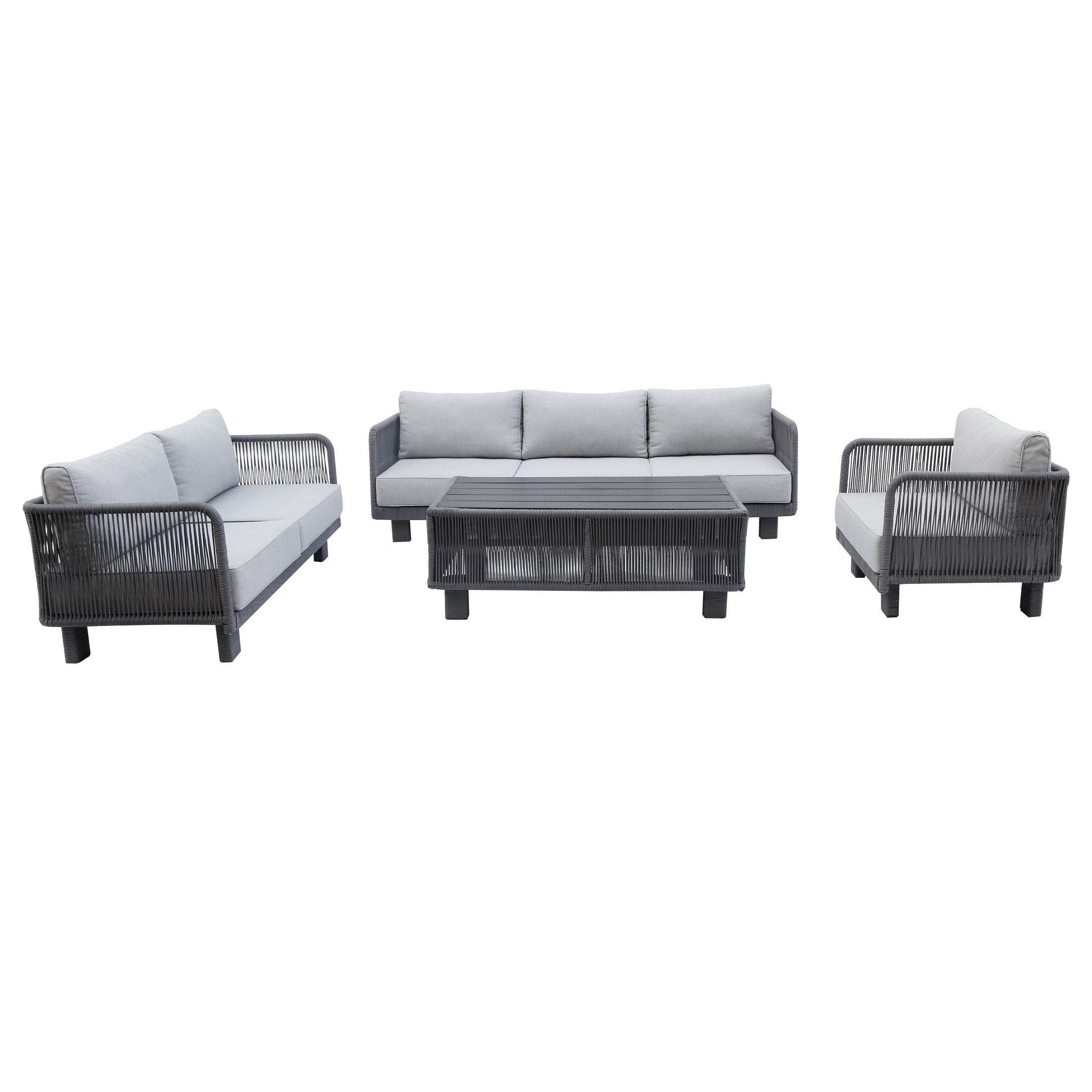 Cancun Aluminum Deep Seating Set With Silver Cushion