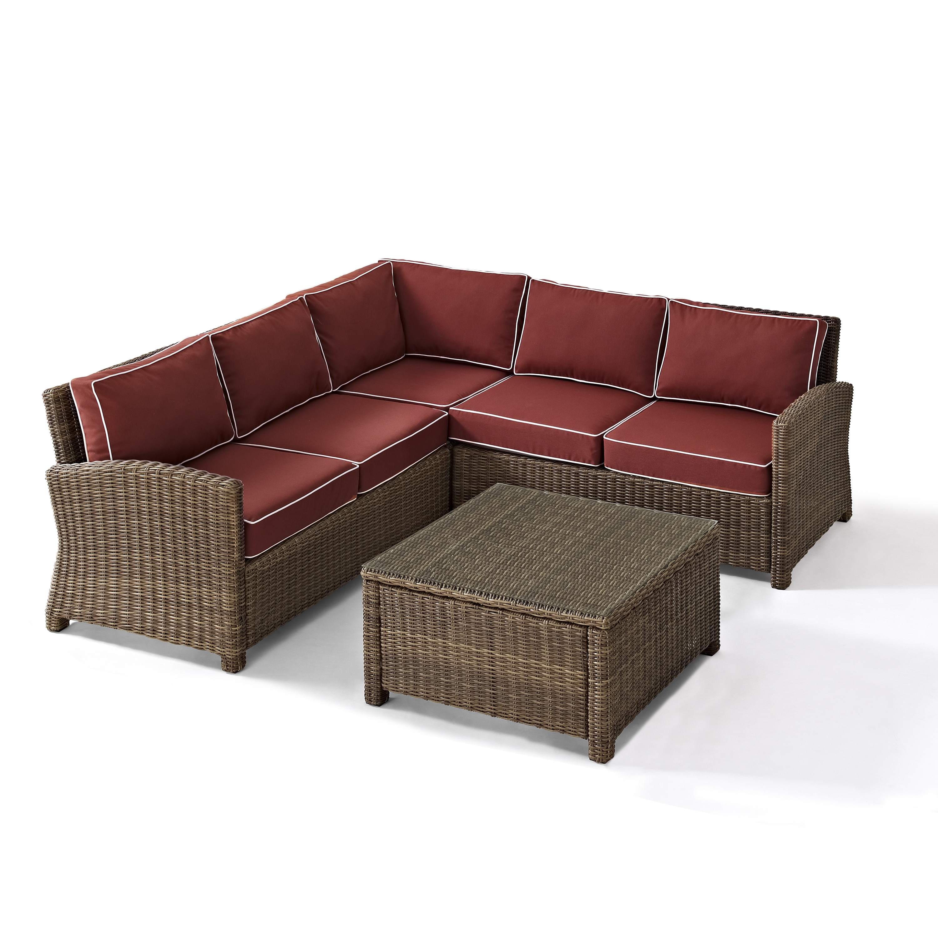 Bradenton Outdoor Wicker 4-piece Sectional Seating Set With Sangria Cushions
