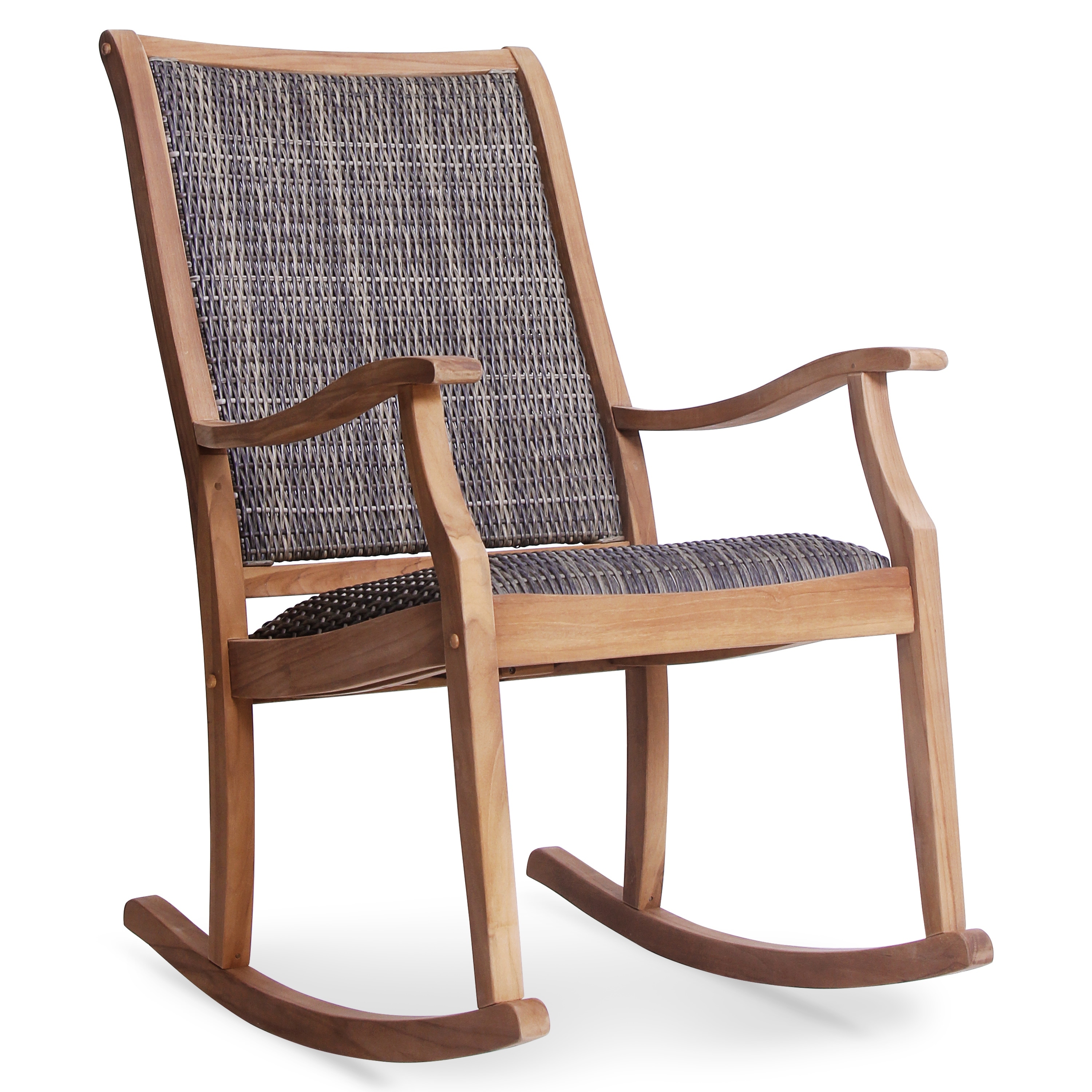 Cambridge Casual Dunham Solid Teak Wood Outdoor Wicker Rocking Chair