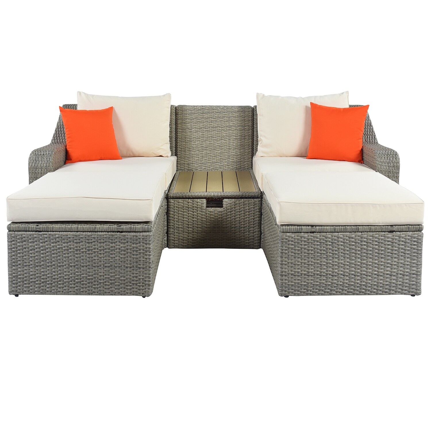 3pieces Patio Furniture Sets wicker Sofa With Cushions And Ottomans