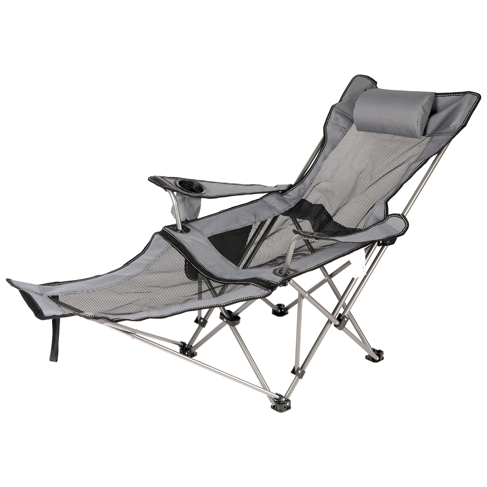 Ergonomic Outdoor Folding Camping Chair With Comfort Headrest and Removable Footrest  Portable Reclining Camp Chair