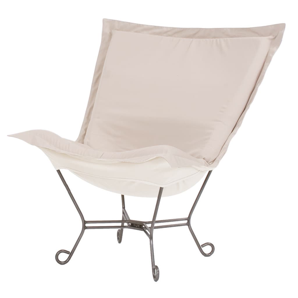Scroll Puff Chair With Cover  Titanium Frame  Seascape Sand