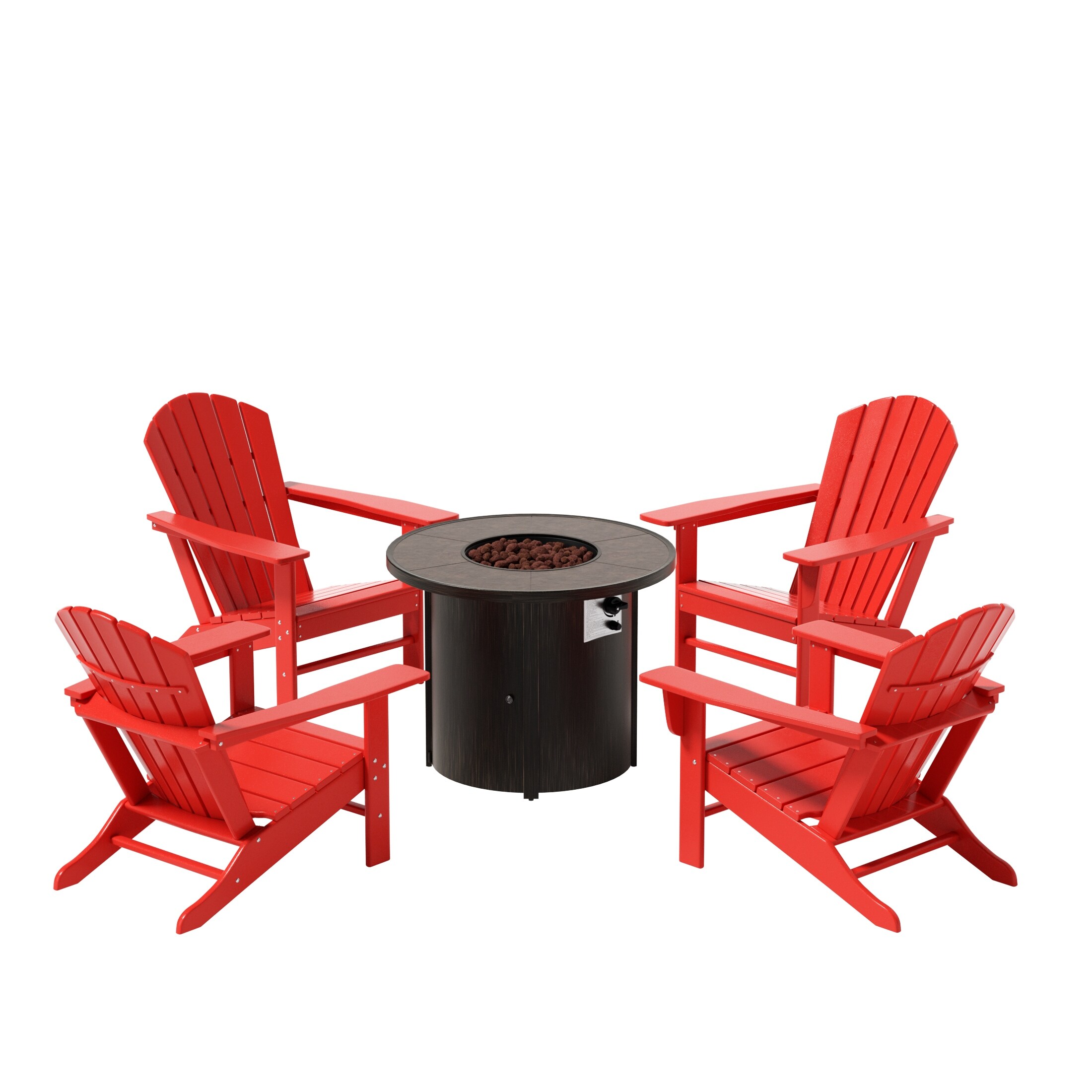 Altura Outdoor Adirondack Chair With Round Fire Pit Table Set