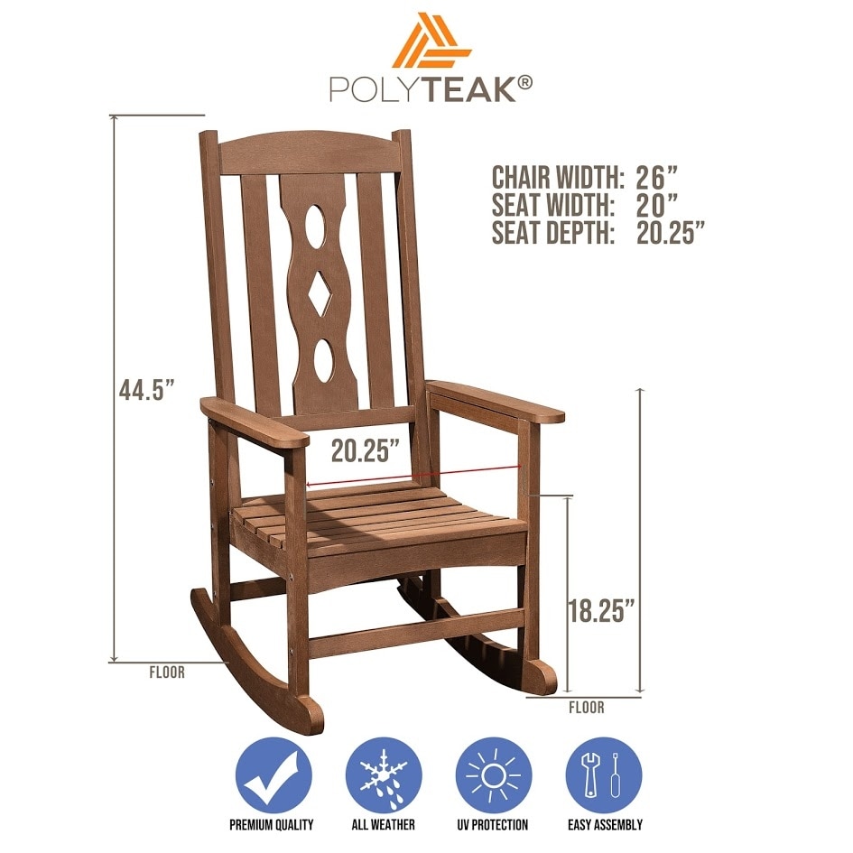Polyteak Curved Poly Lumber Outdoor Rocking Chair  Weather Resistant