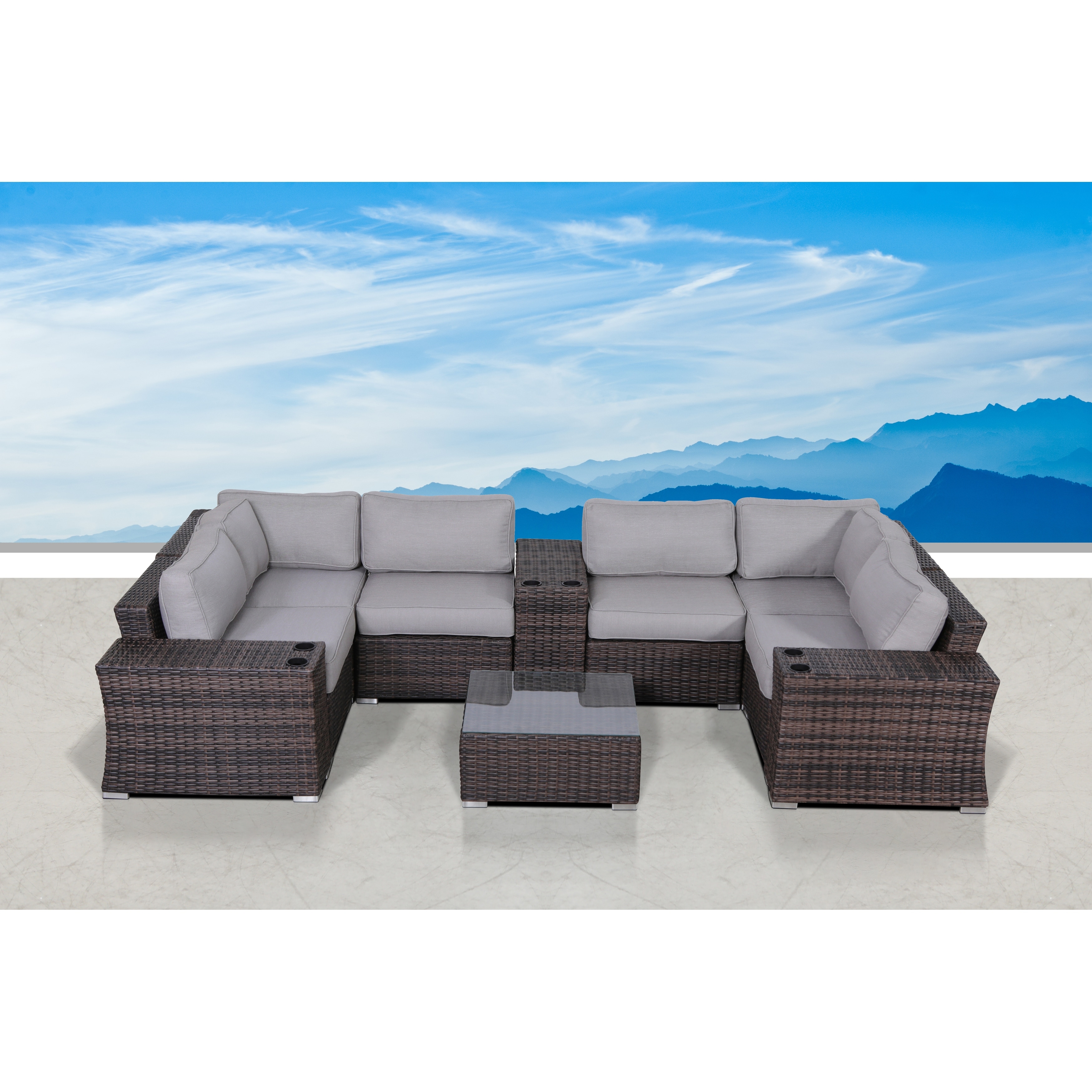 Lsi Wicker/rattan 4 - Person Seating Group With Cushions