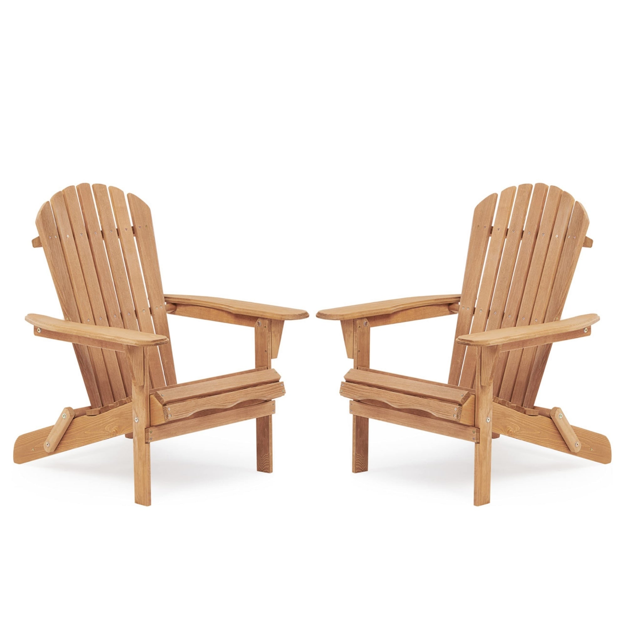 2 Pcs Outdoor Garden Solid Cedar Wood Folding Lounge Adirondack Chair