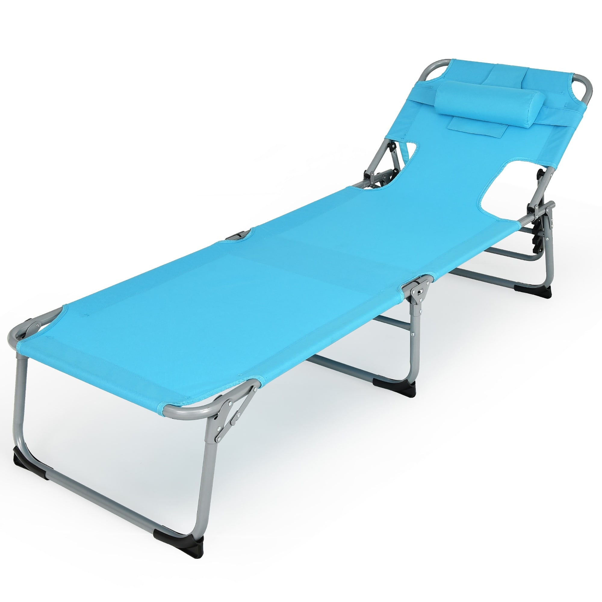 Beach Chaise Lounge Adjustable Sunbathing Chair With Face Cavity