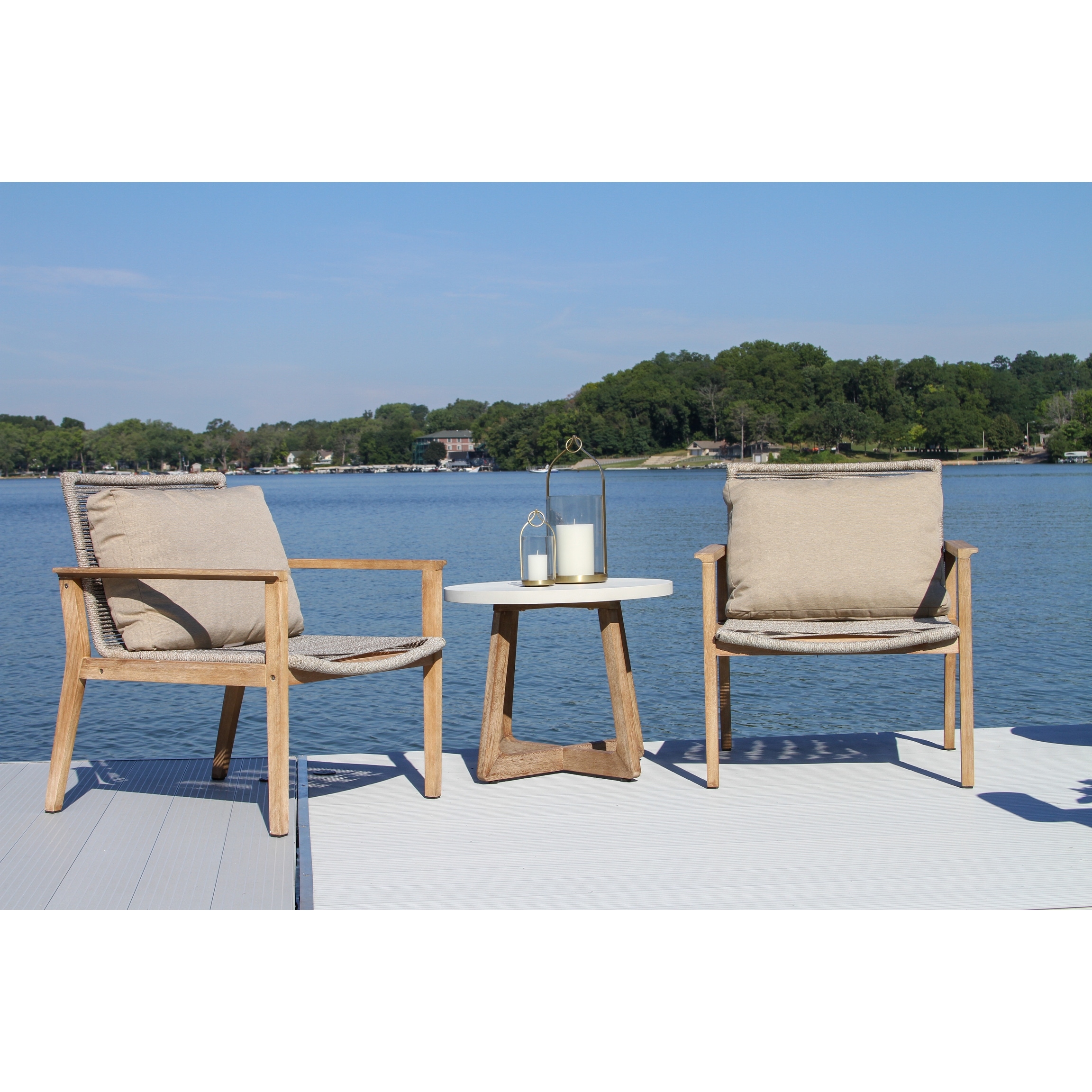 Cordelia 3 Pc. Eucalyptus And Nautical Rope Lounge Chairs With Ivory Side Table