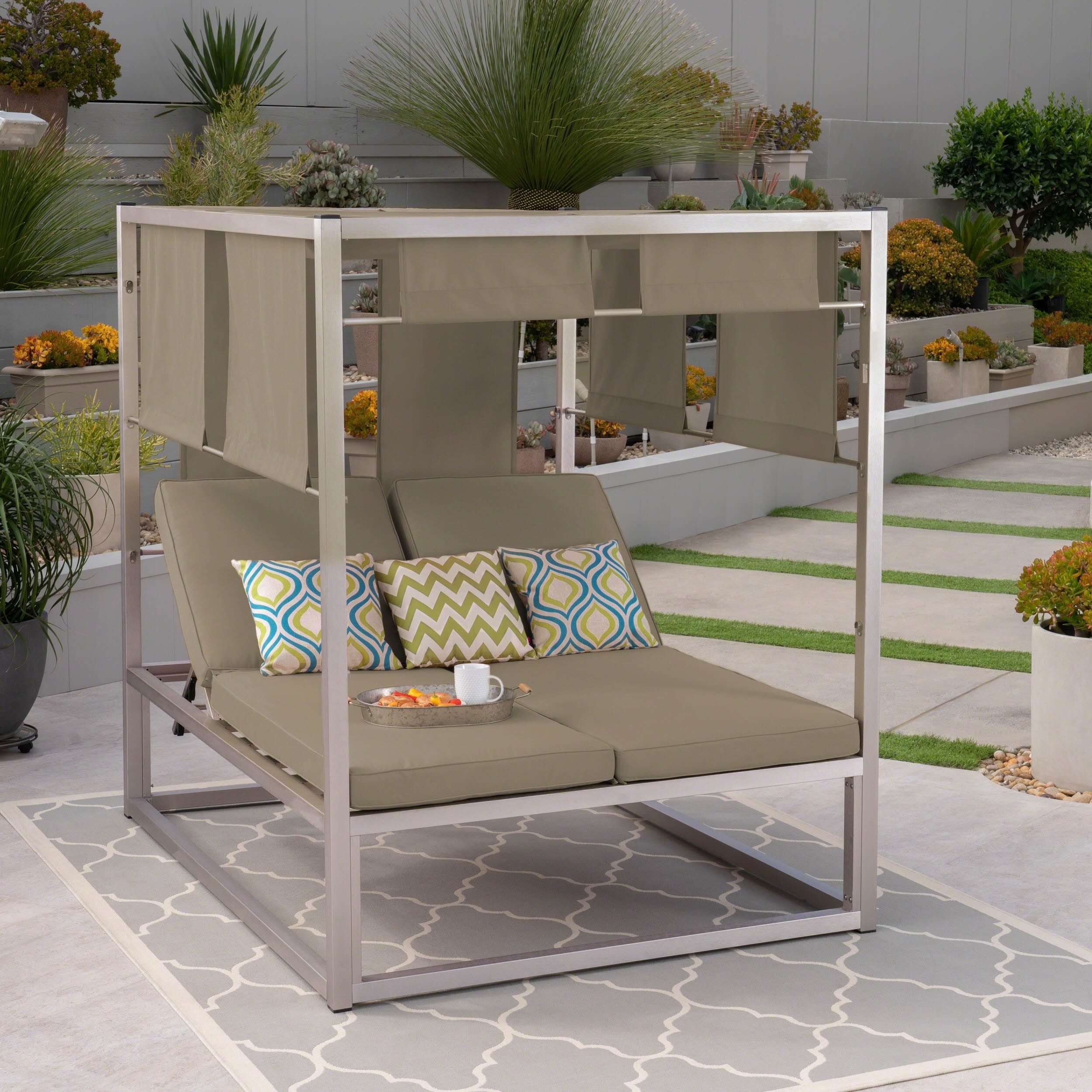 Heminger Outdoor Aluminum Daybed With Canopy By Christopher Knight Home
