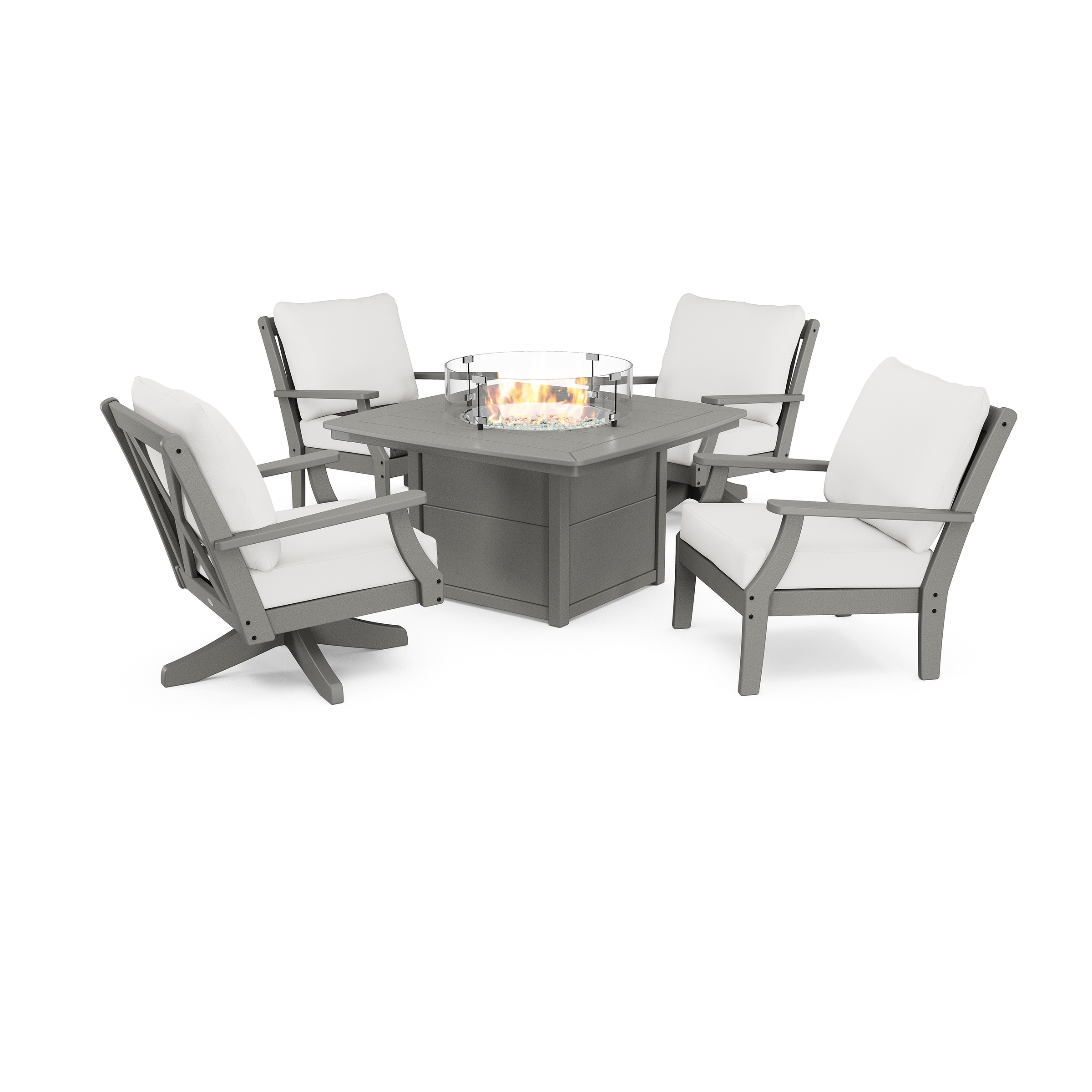 Polywood Braxton 5-piece Deep Seating Set With Fire Table