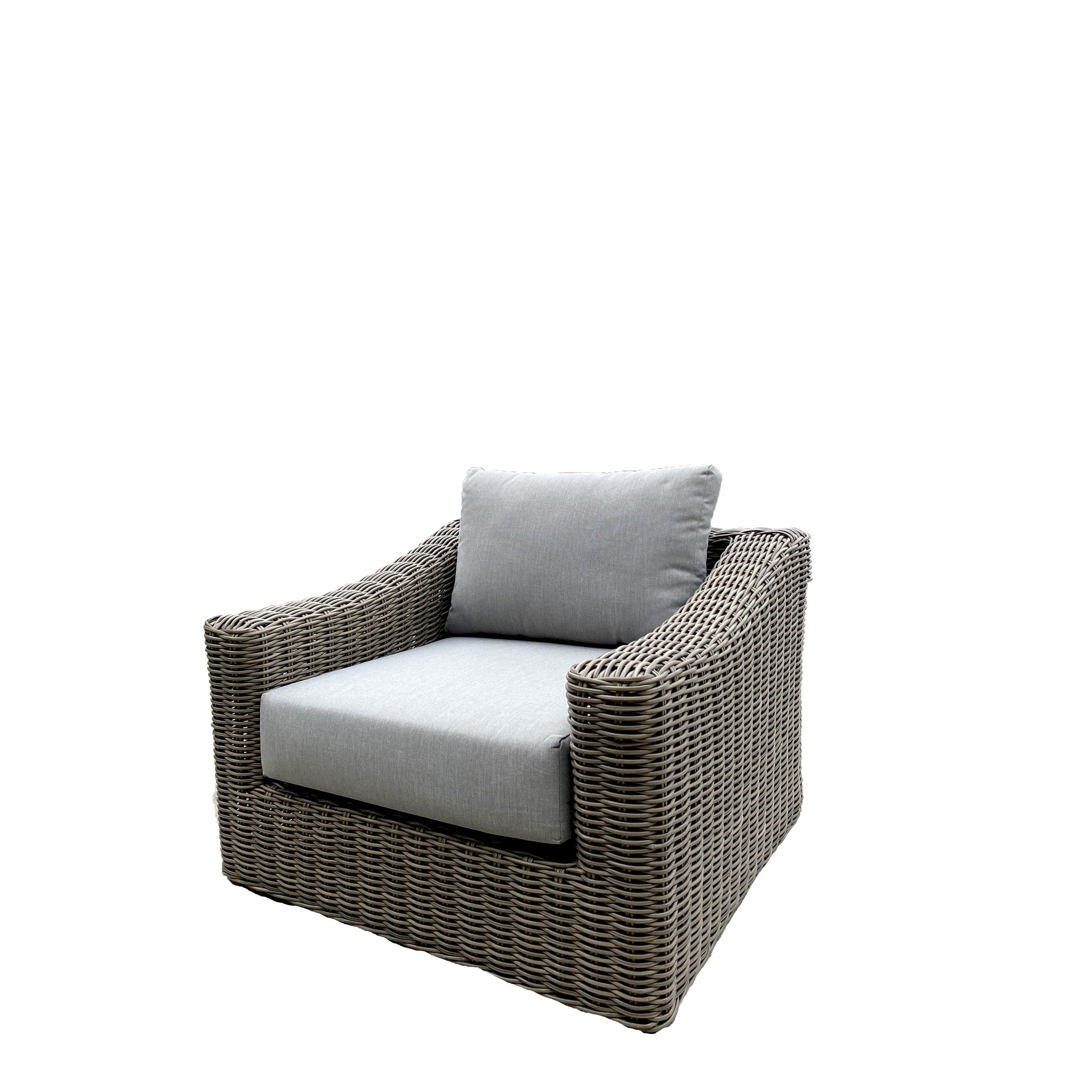 Tulum Two-tone Dark Beige Aluminum Frame Arm Chair In Silver Cushions