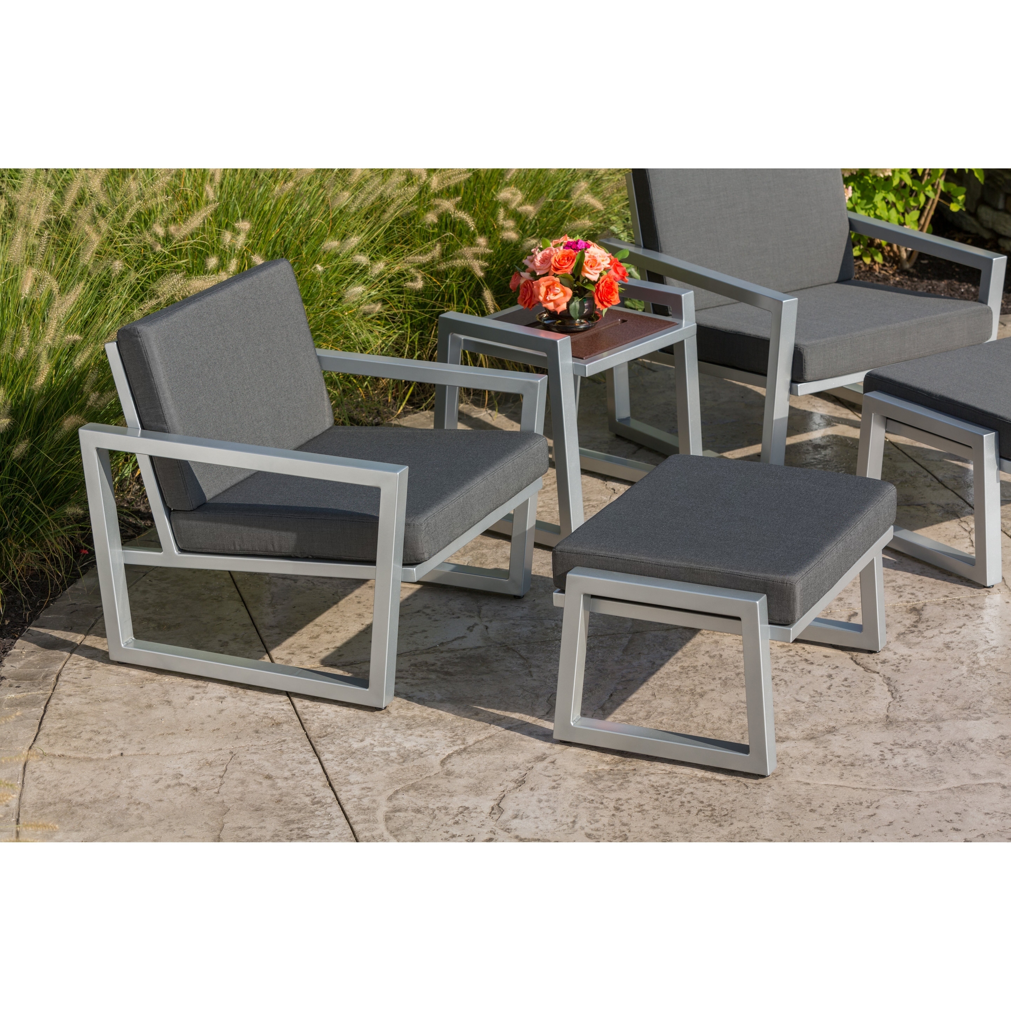 Elan Furniture Vero Outdoor 2 Piece Lounge Set - Coal Sunbrella Cushions