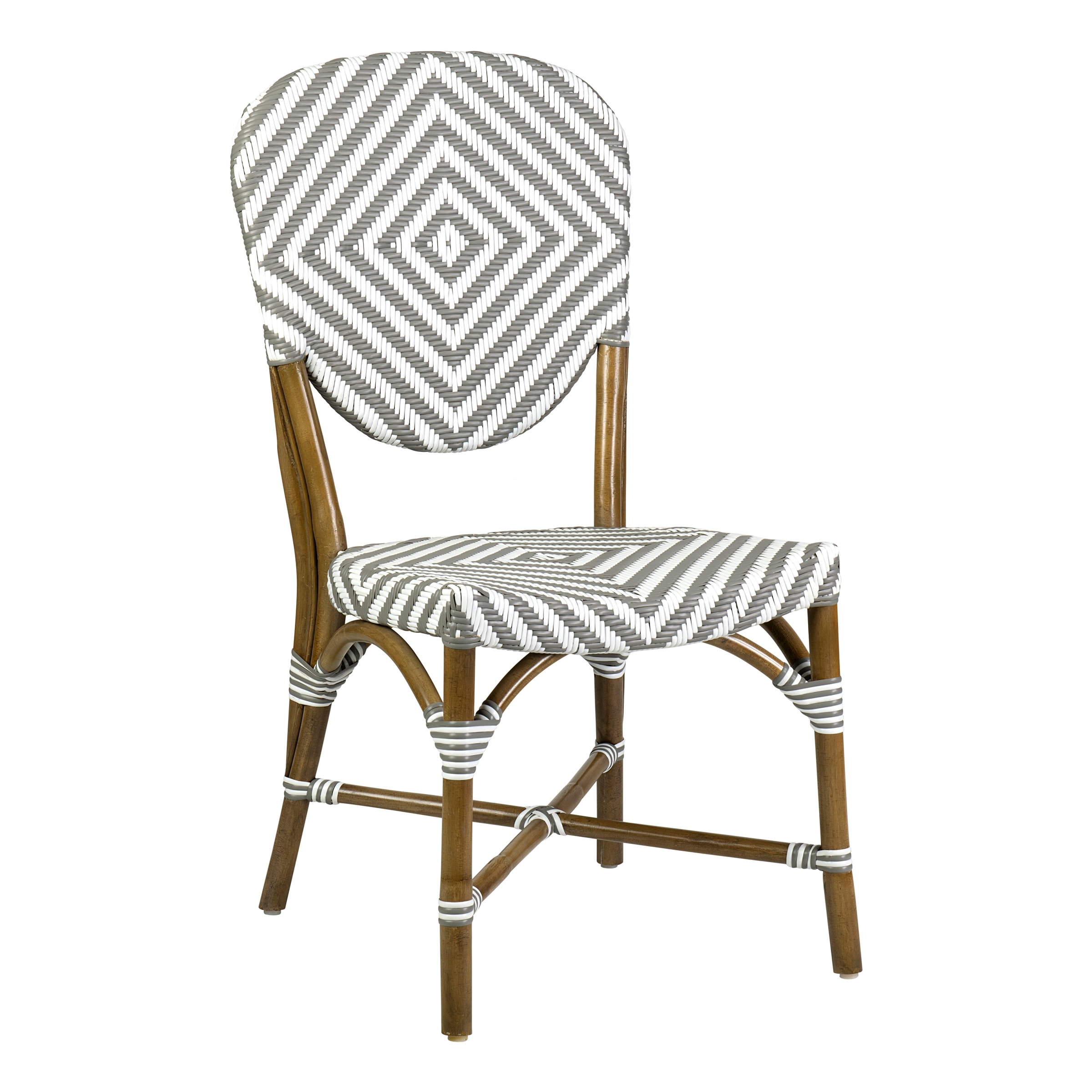 East At Main Grey and White Synthetic Rattan Outdoor Dining Chair