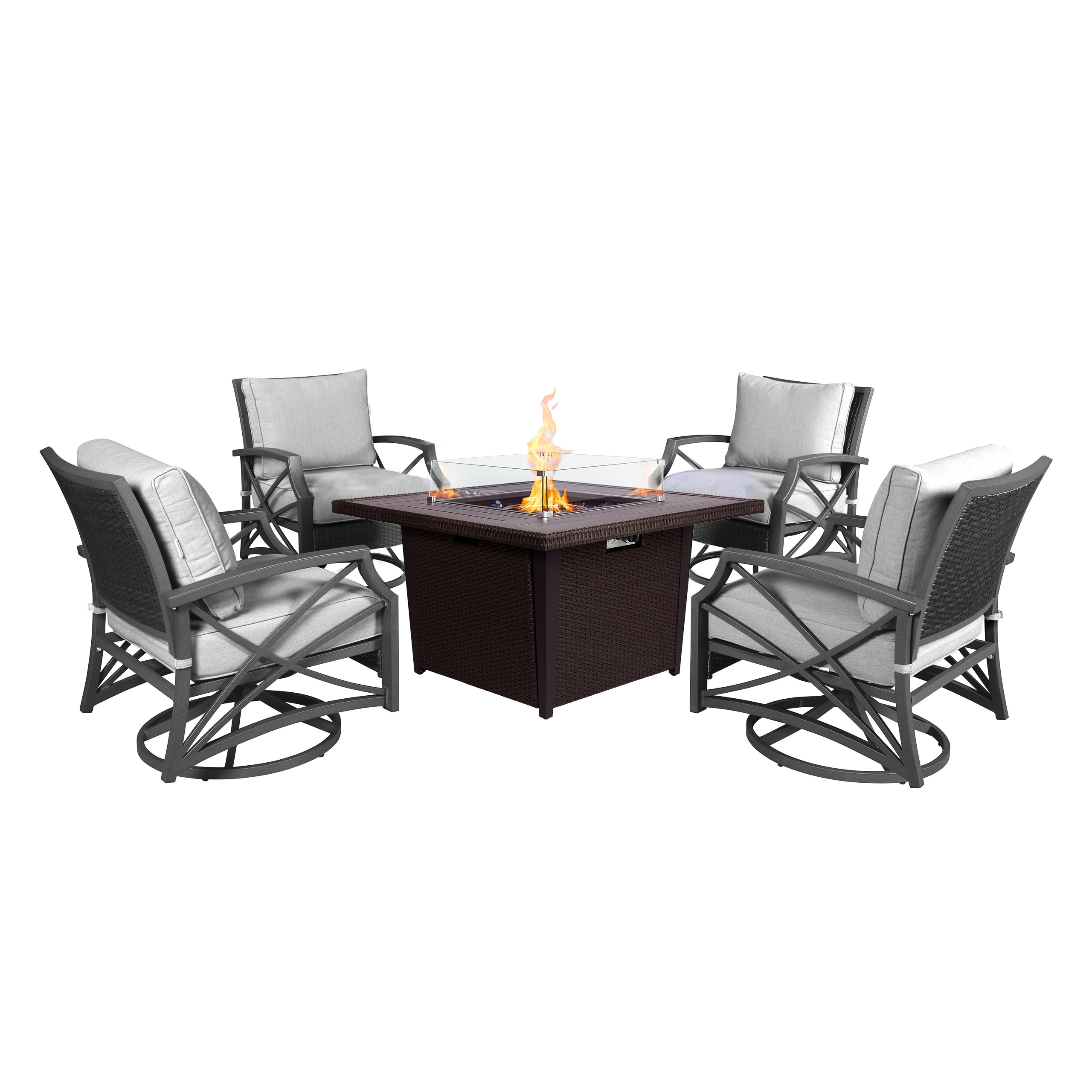 Ethan 5 Pc Propane Fire Pit Table Set For Patio (50 000 Btu)