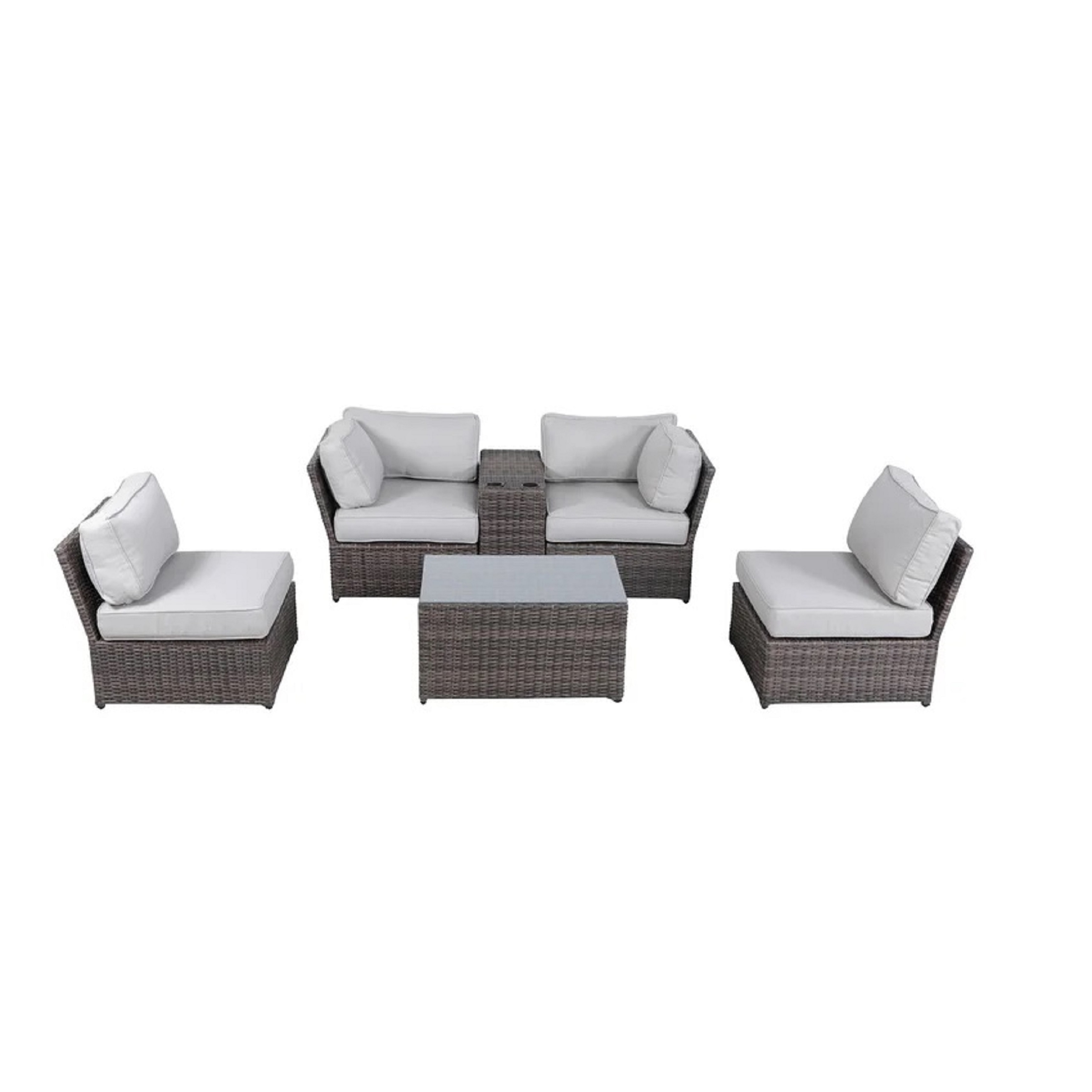 Lsi 6 Piece Rattan Multiple Chairs Seating Group With Cushions