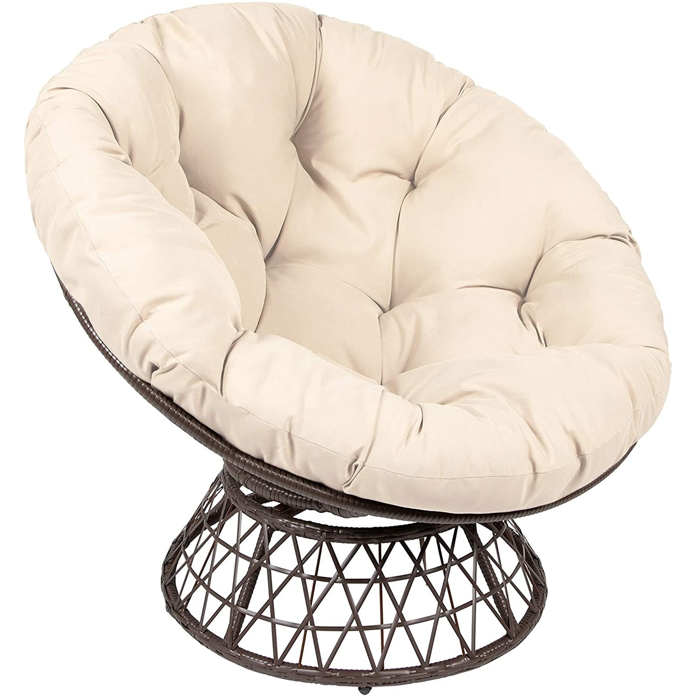 Milliard Papasan Chair With 360-degree Swivel (brown And Beige)