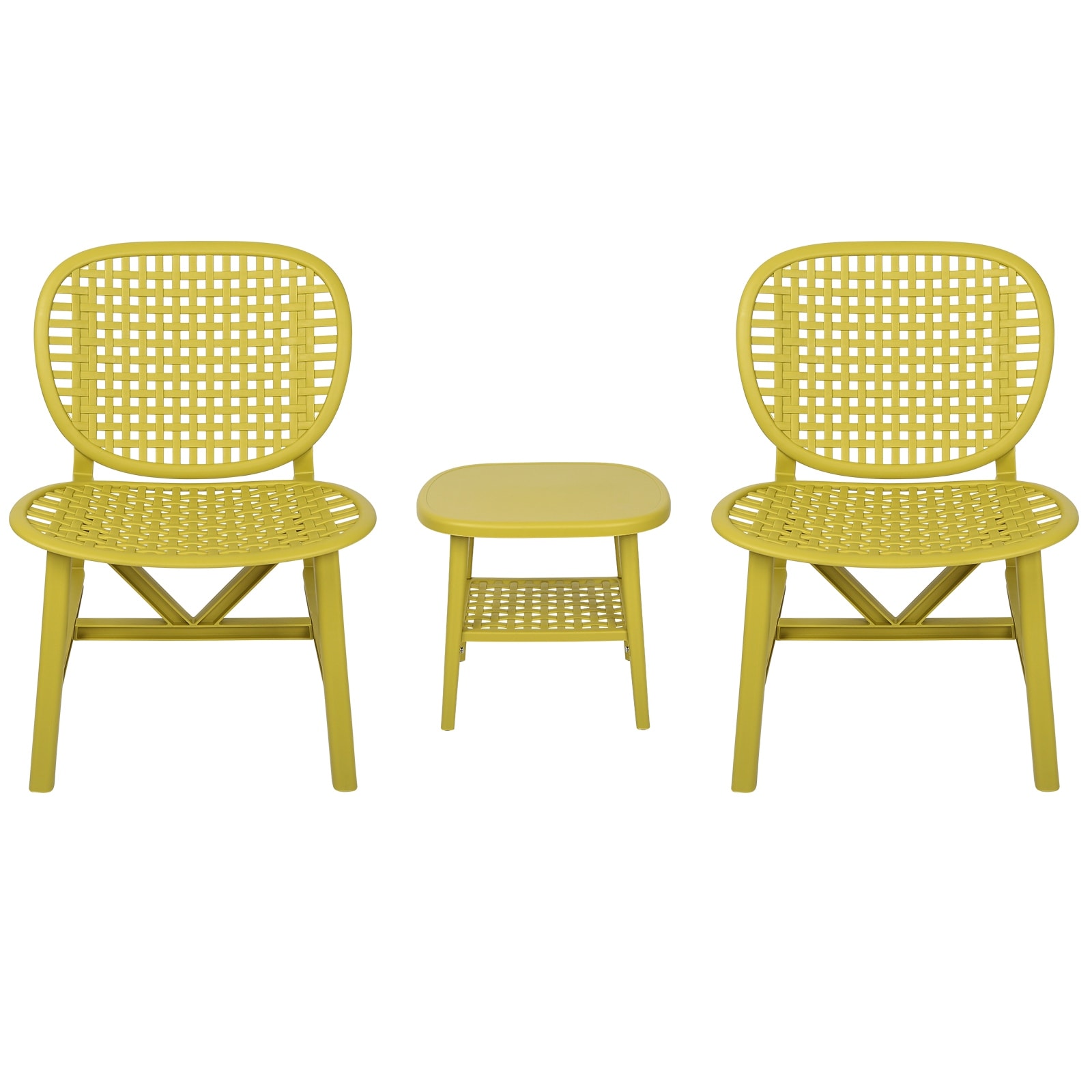 3 Pieces Patio Table Chair Set With 1 Table And 2 Chairs