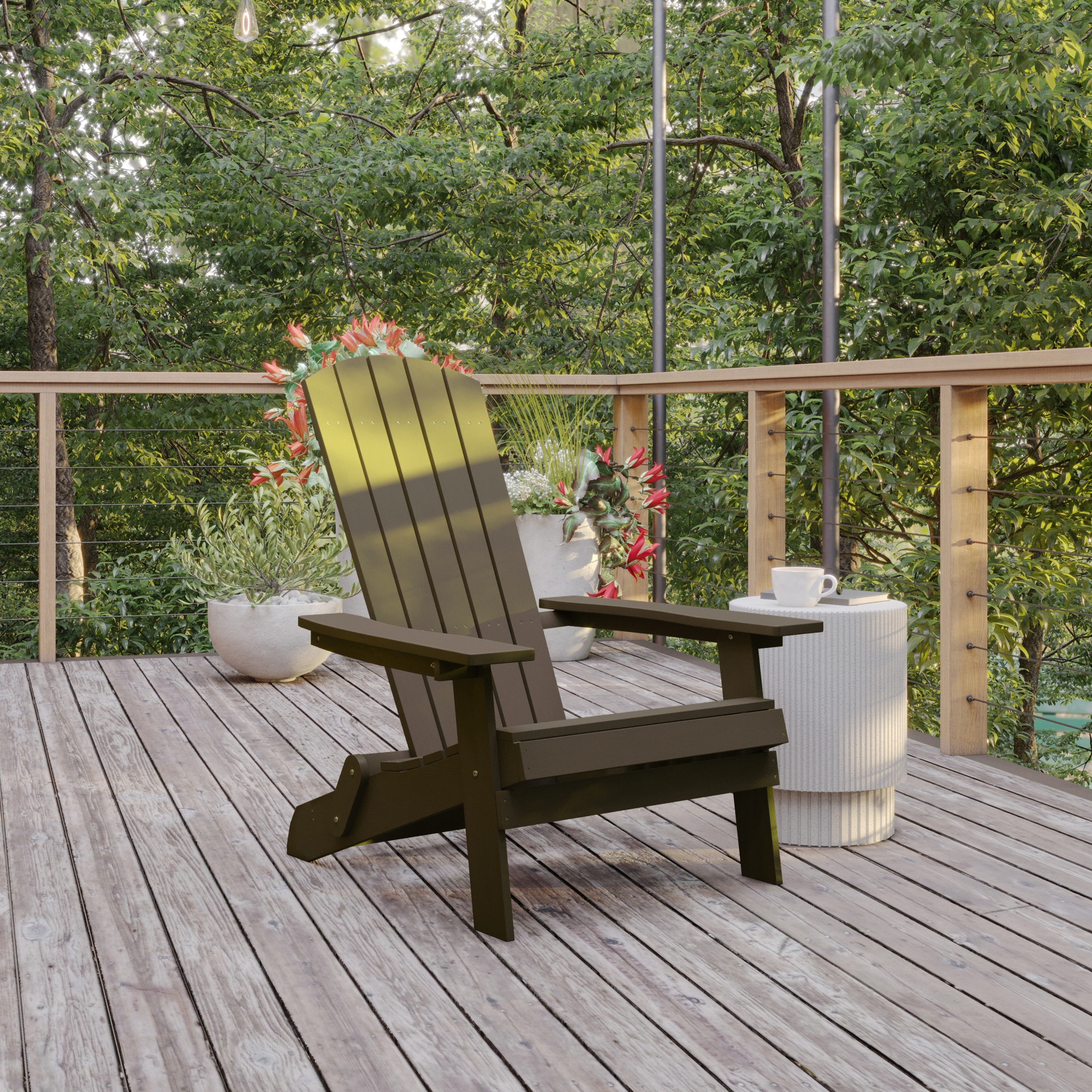 All-weather Poly Resin Folding Adirondack Chair - Patio Chair