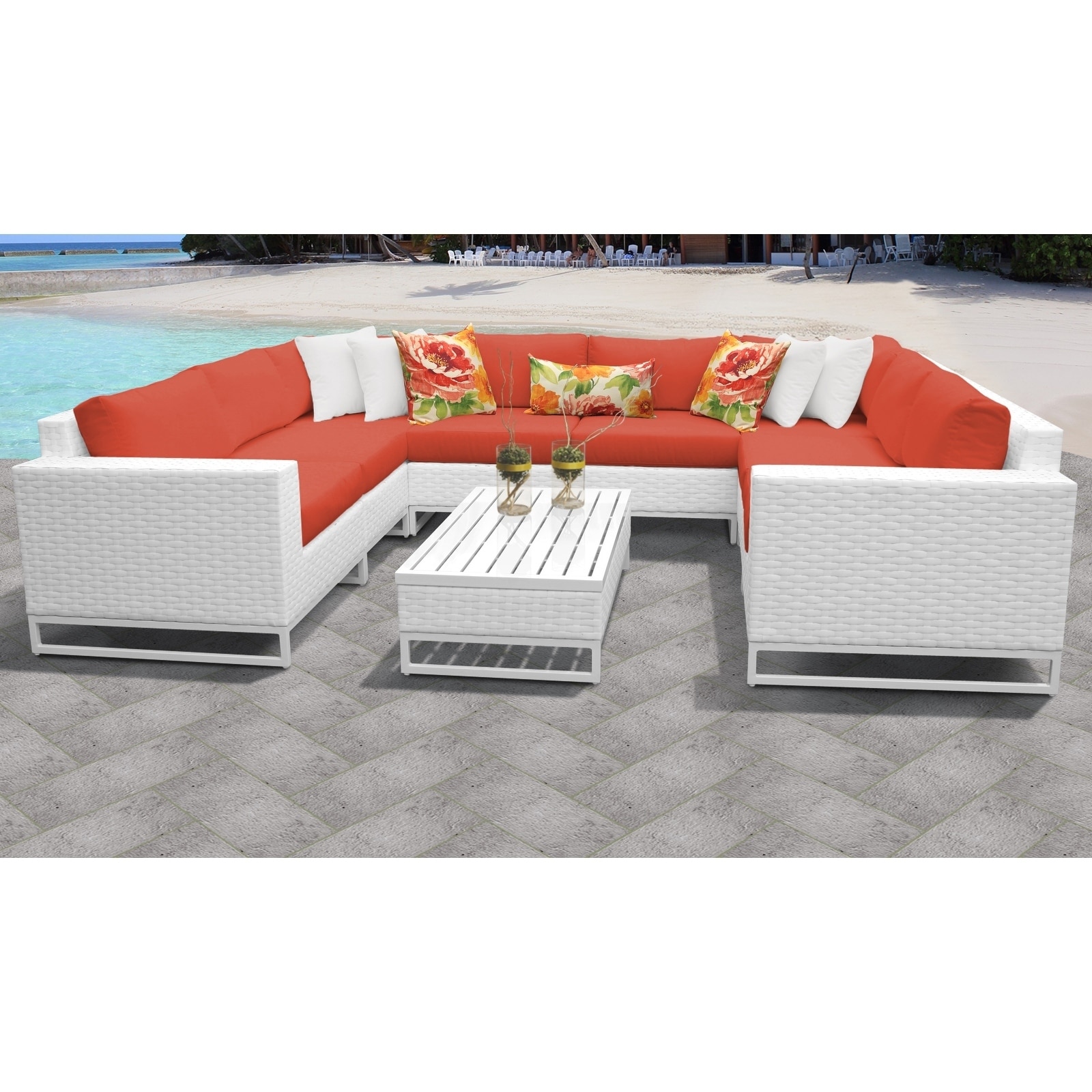 Miami 9 Piece Outdoor Wicker Patio Furniture Set 09c