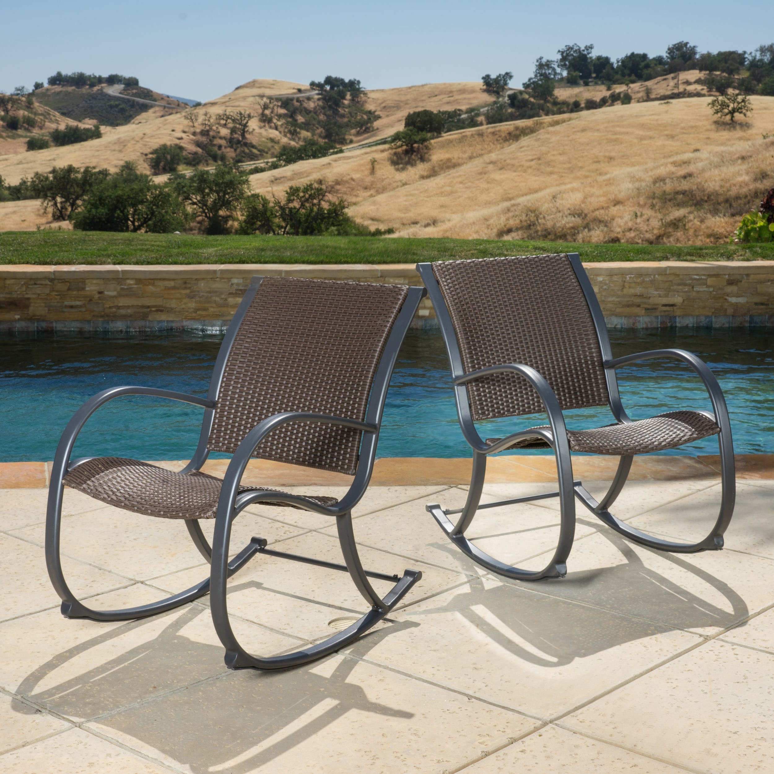 Gracies Outdoor Wicker Rocking Chair (set Of 2) By Christopher Knight Home