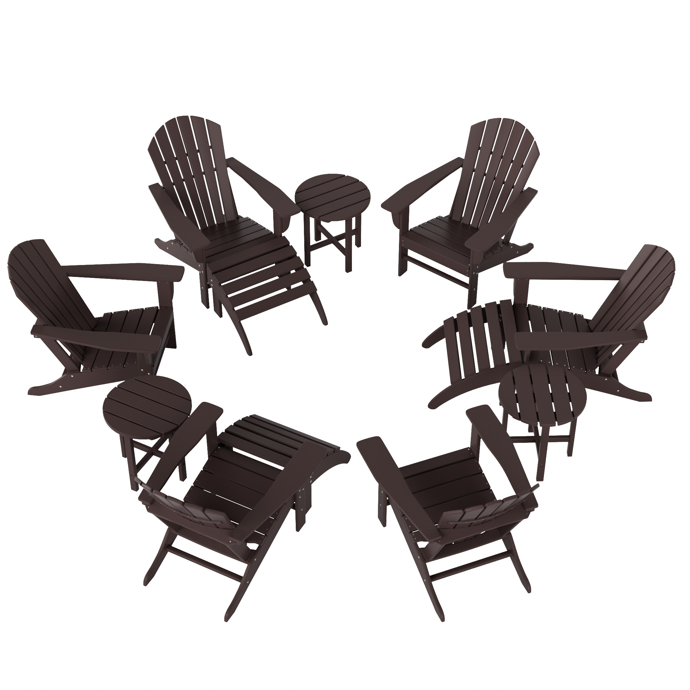 Altura 12-piece Poly All Weather Adirondack Chair With Ottoman And Side Table