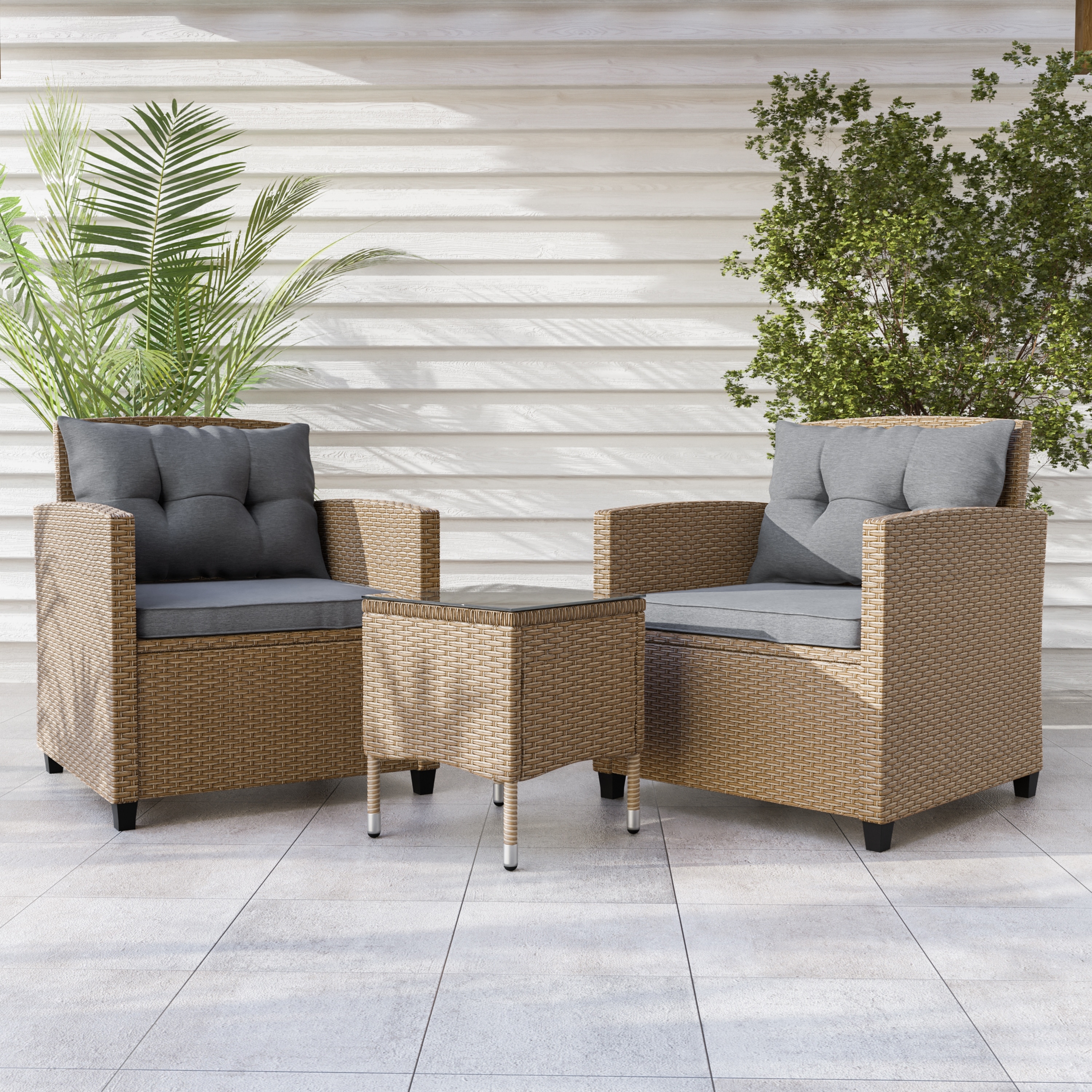 Alaya Modern Wicker 3-piece Outdoor Bistro Set For Patio By M&l Co