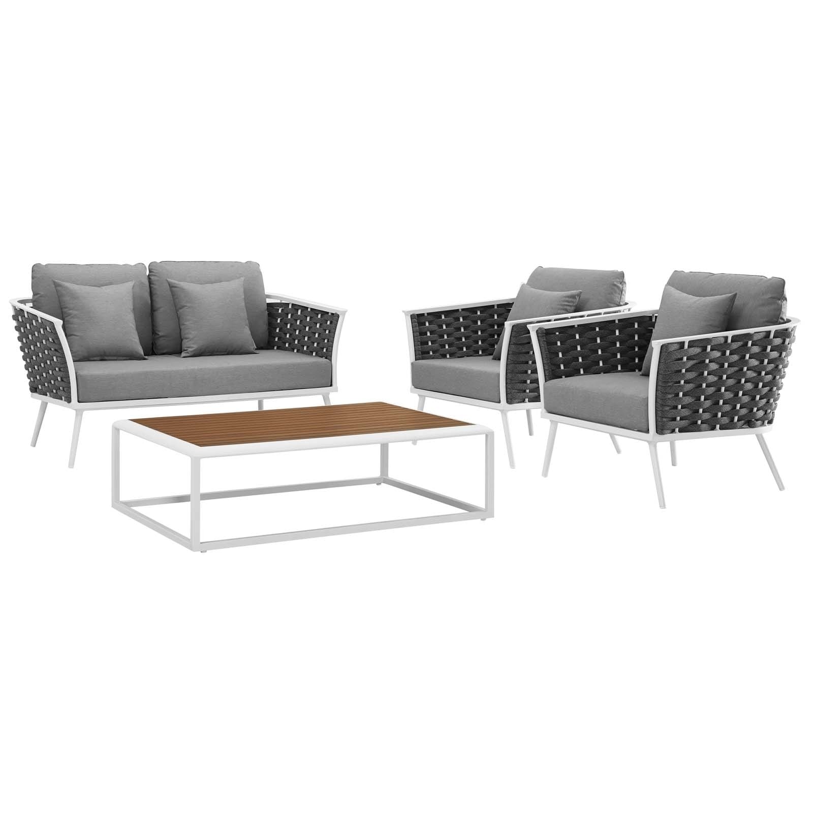 Stance 4 Piece Outdoor Patio Aluminum Sectional Sofa Set - N/a