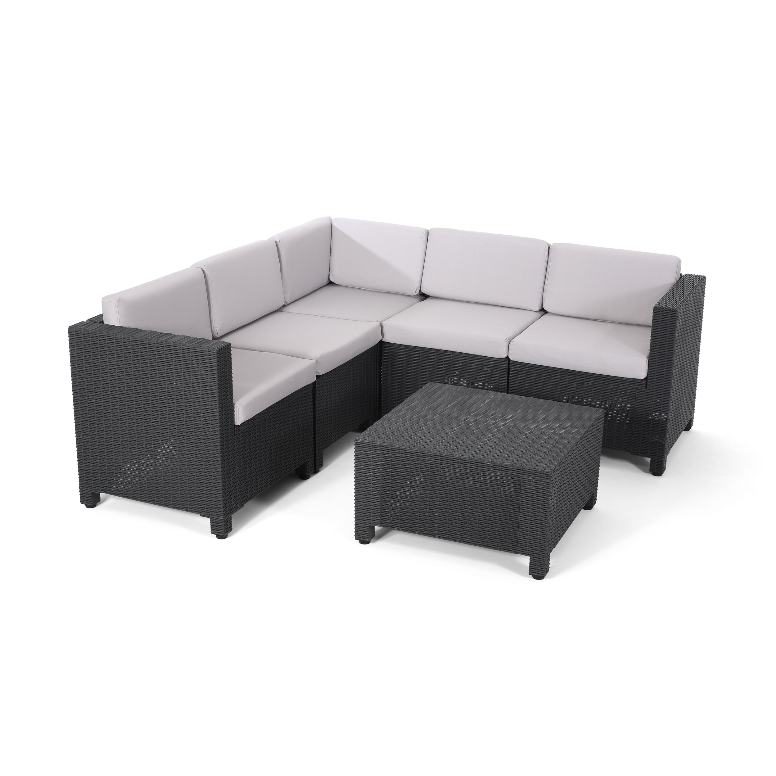 Waverly Outdoor All Weather Faux Wicker 5 Seater Sectional Sofa Set With Cushions By Christopher Knight Home