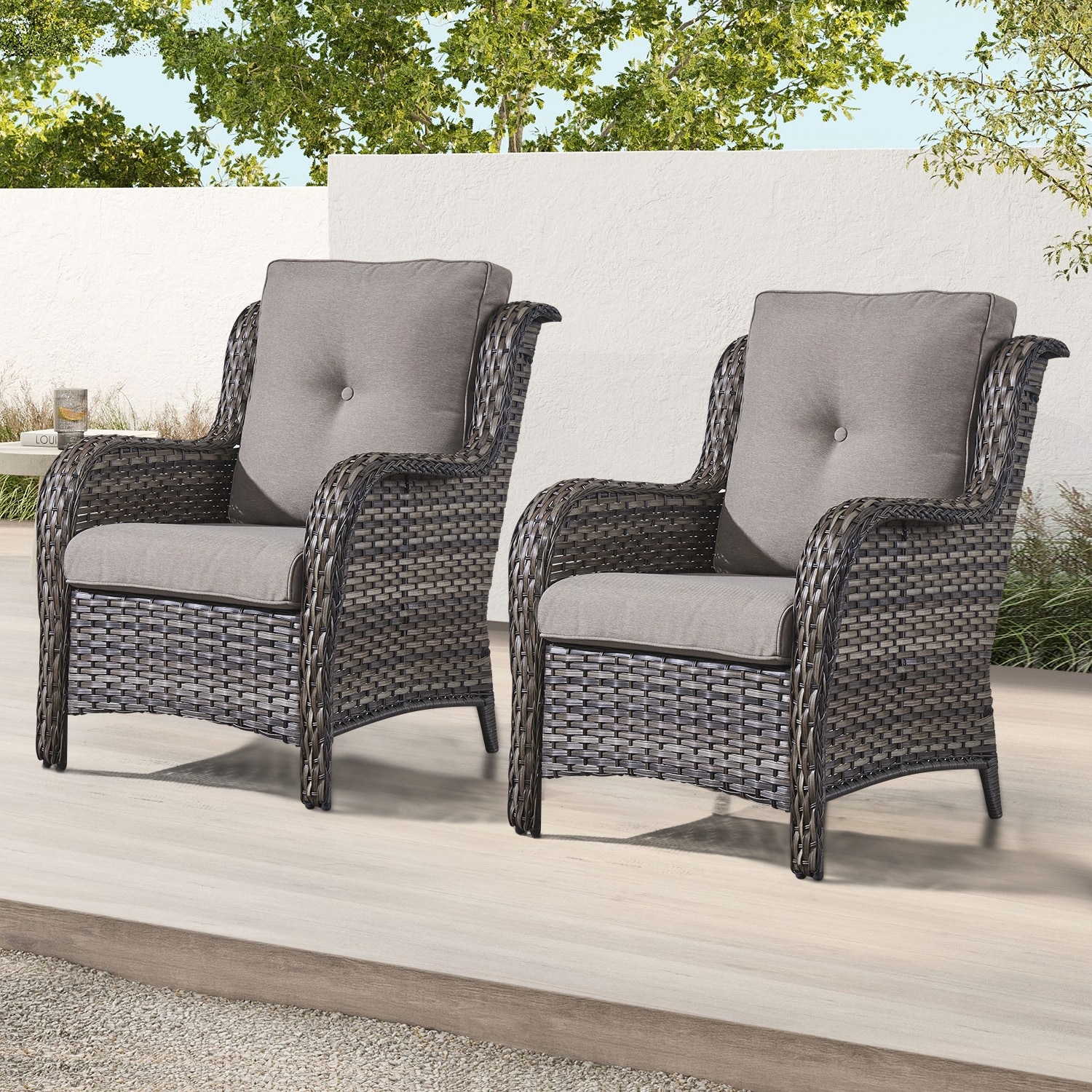 Outdoor Patio Furniture 2-piece Wicker Chair Wicker Club Chairs