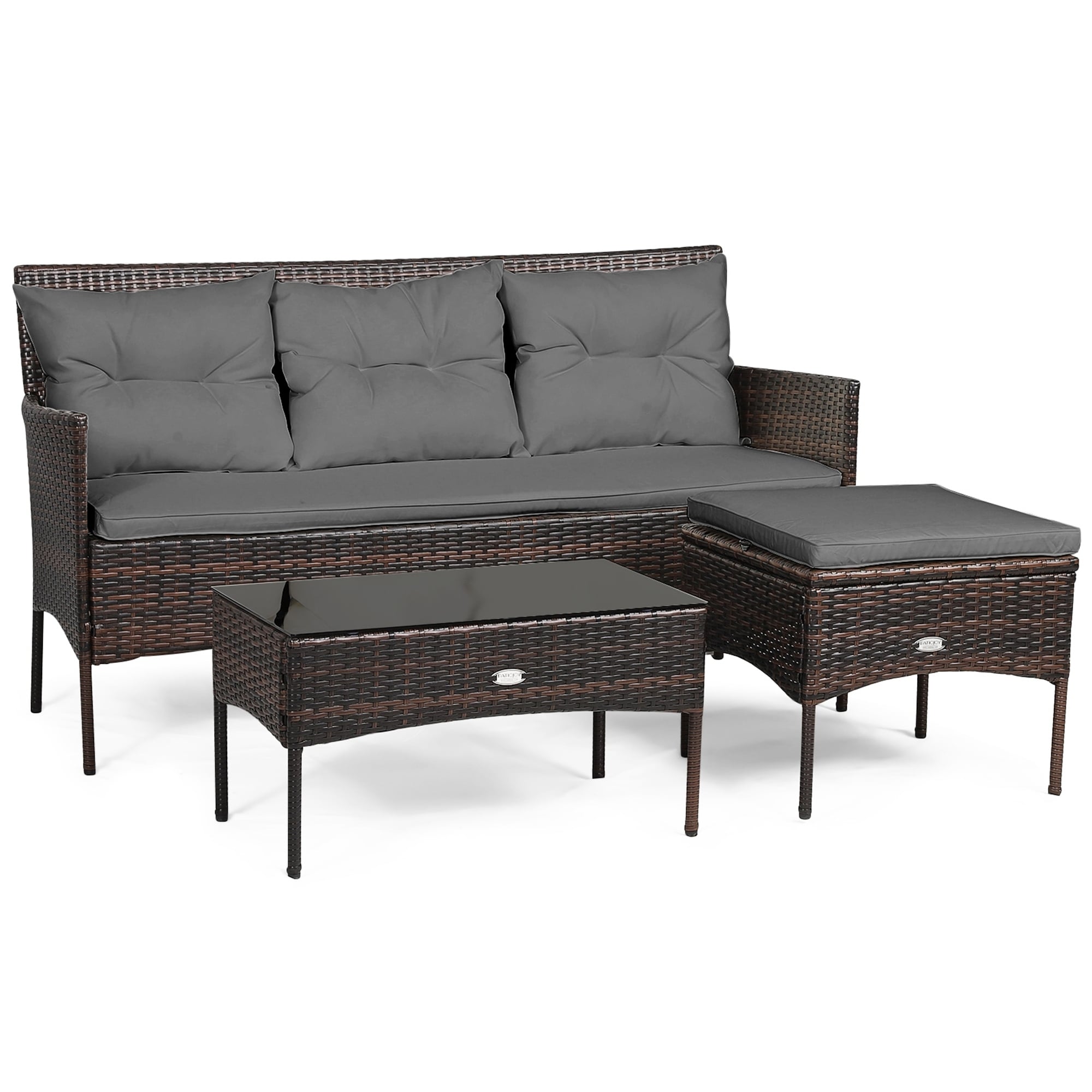 3-piece Patio Furniture Sectional Set Patio Conversation Set