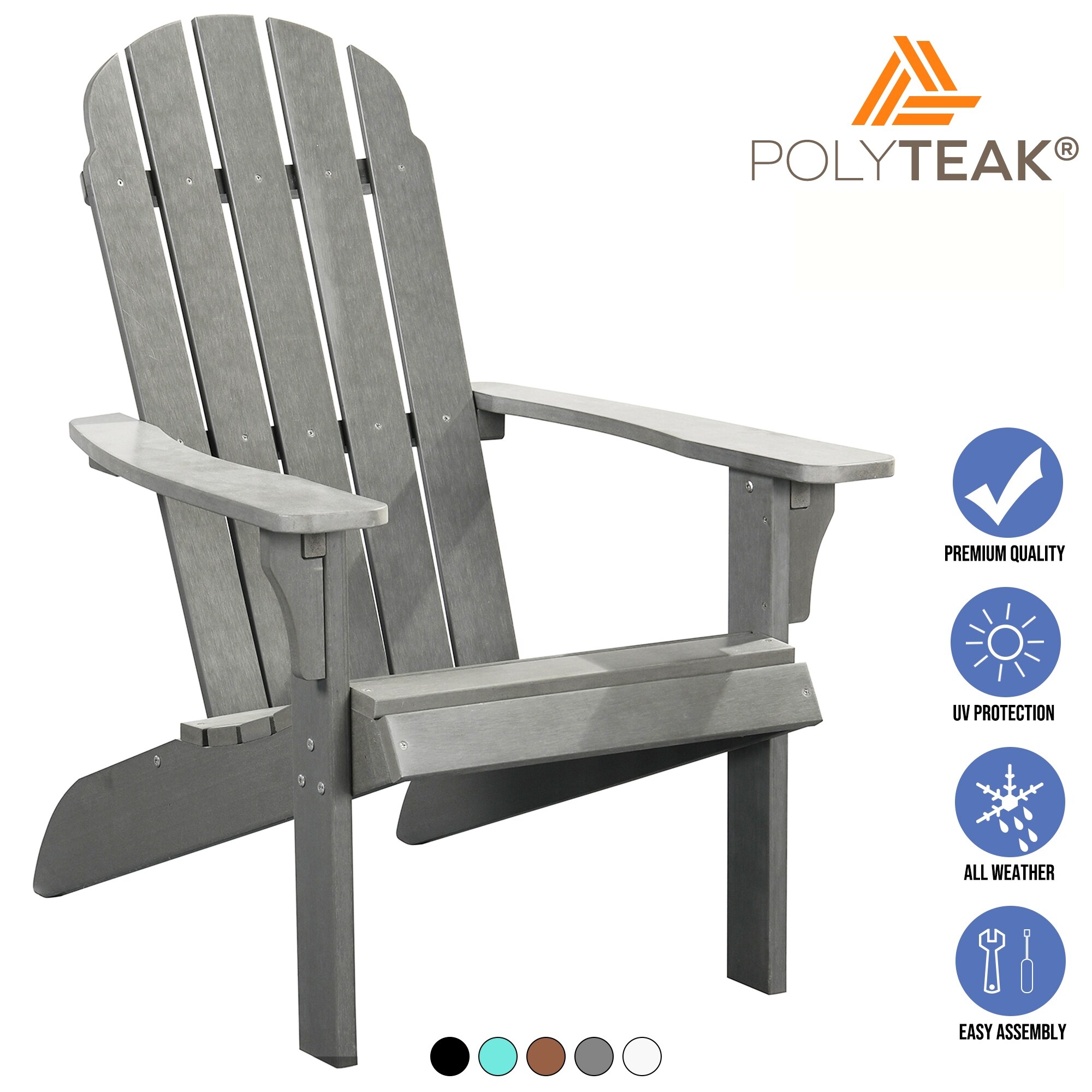 Polyteak Traditional Element Adirondack Chair  All Weather Poly Lumber