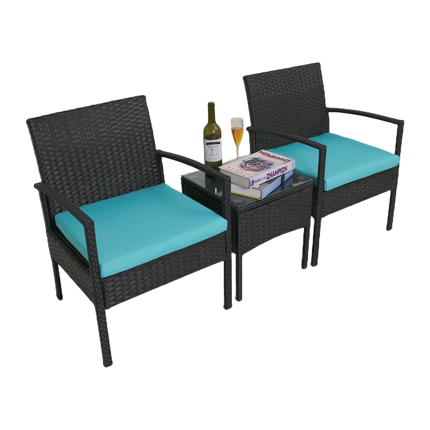 Outdoor Patio Furniture Set 3 Pieces Sectional Sofa Sets Pe Rattan Patio Conversation Set With Coffee Tables