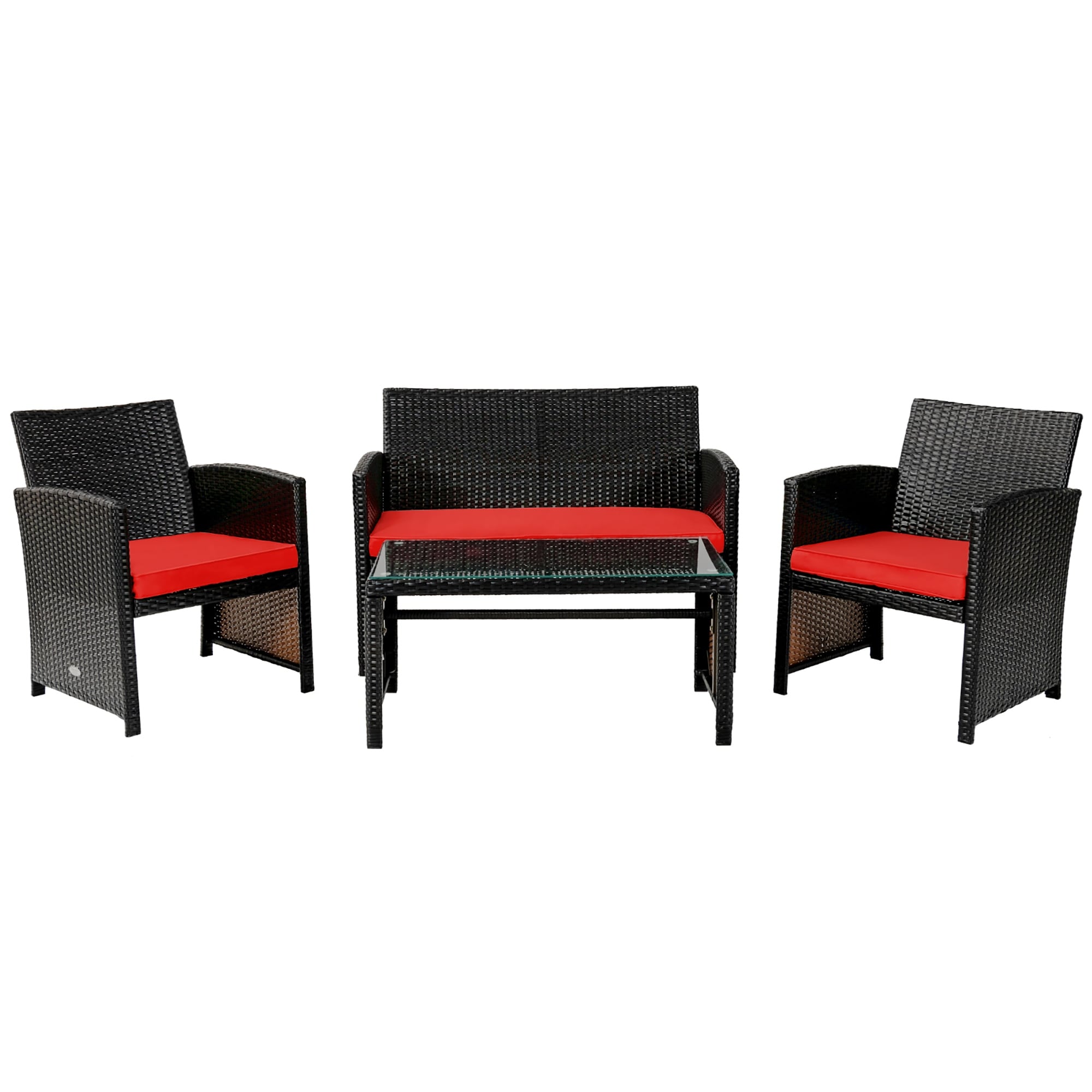 4 Pieces Rattan Furniture Set Outdoor Conversation Set