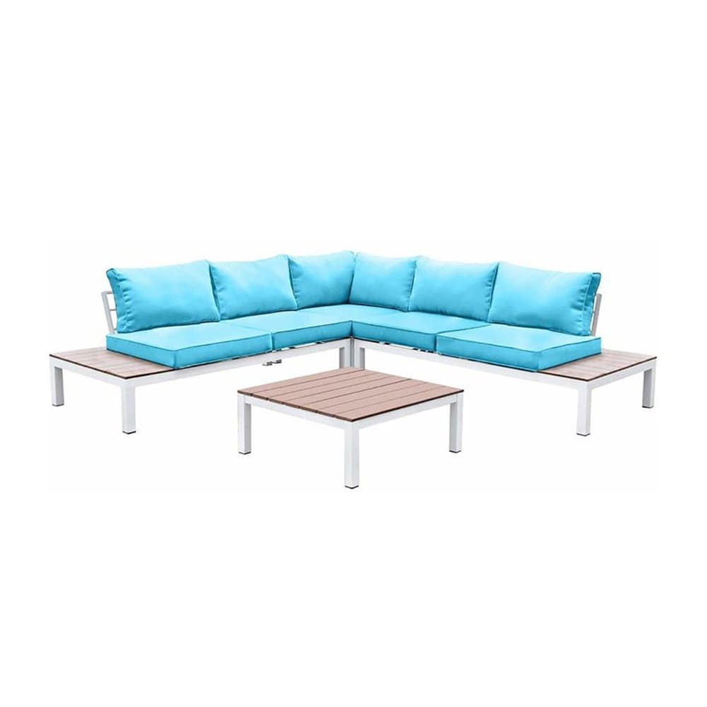 Patio Sectional With Table In White Finish