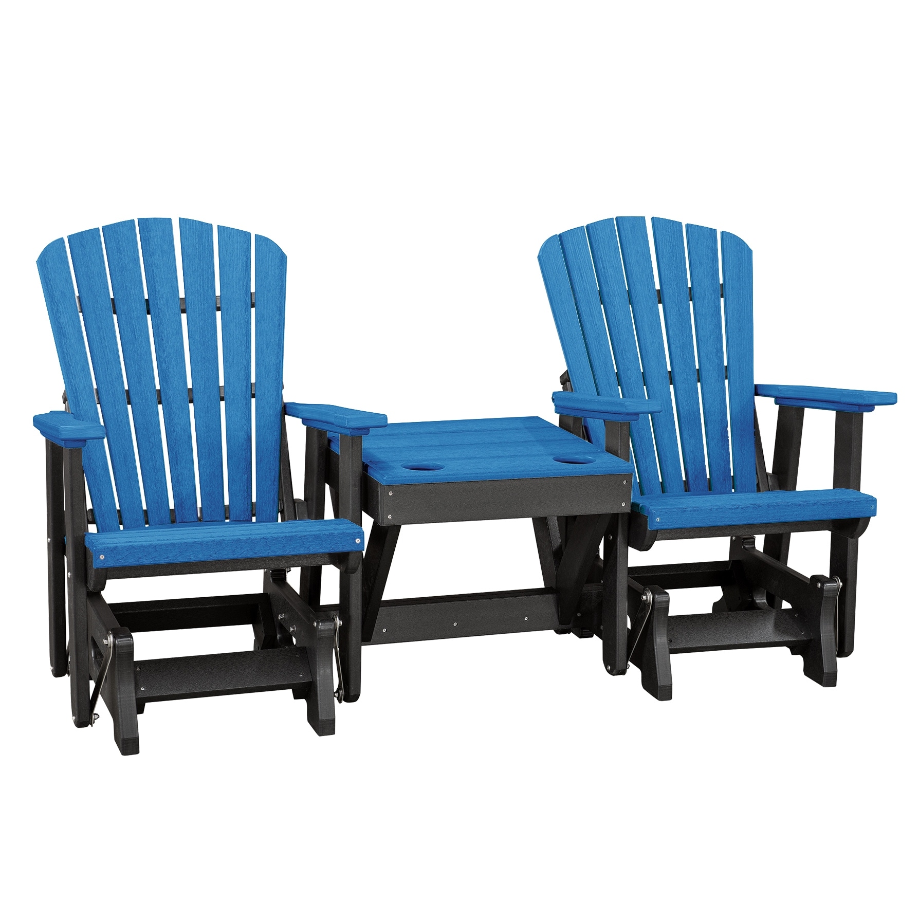 Os Home And Office Model Double Glider With Center Table In Blue With A Black Base