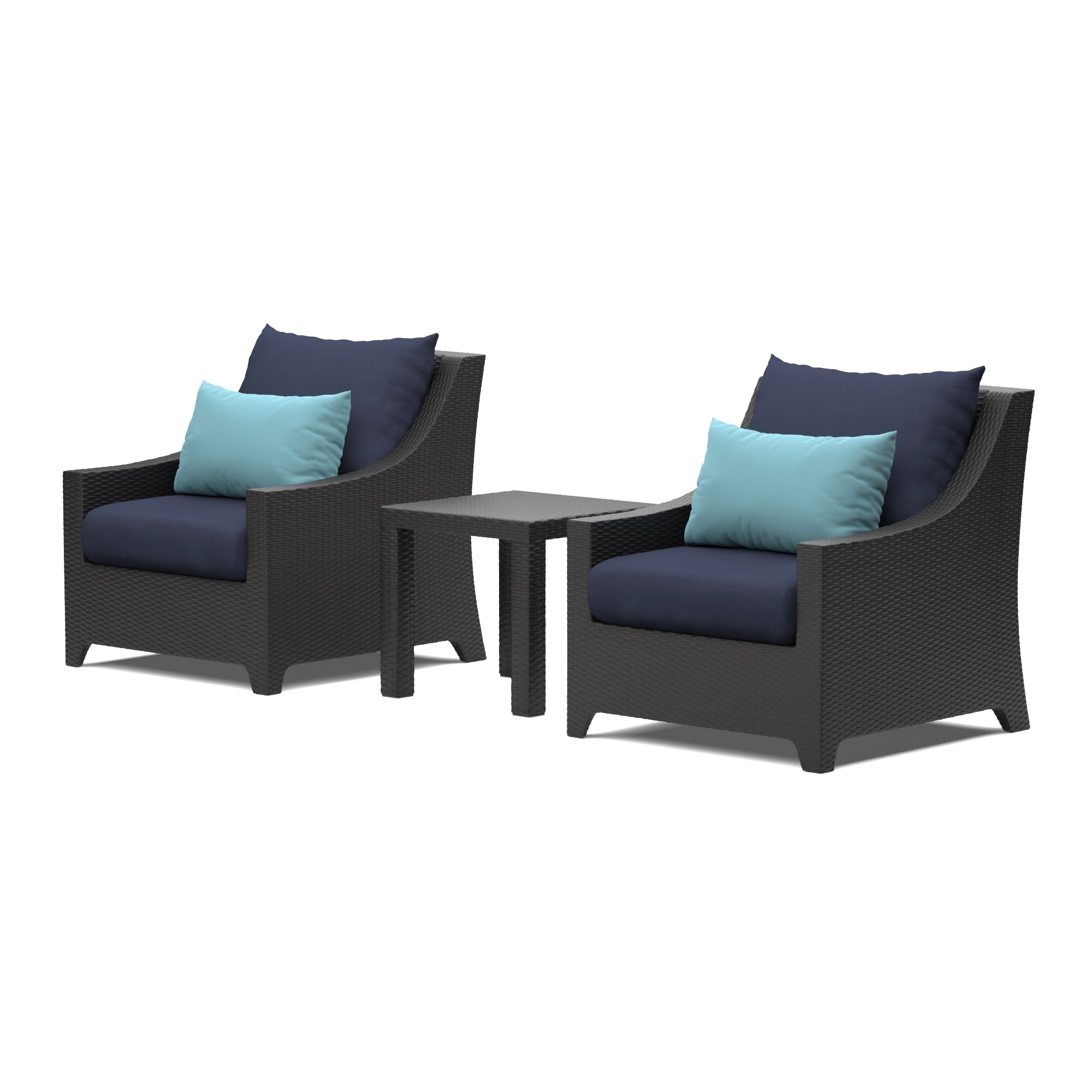 Deco 3 Piece Aluminum Outdoor Patio Club Chairs And Side Table