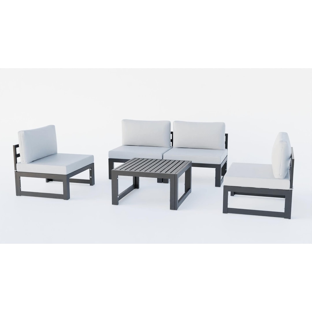 Leisuremod Chelsea 5-piece Armless Patio Sectional And Coffee Table