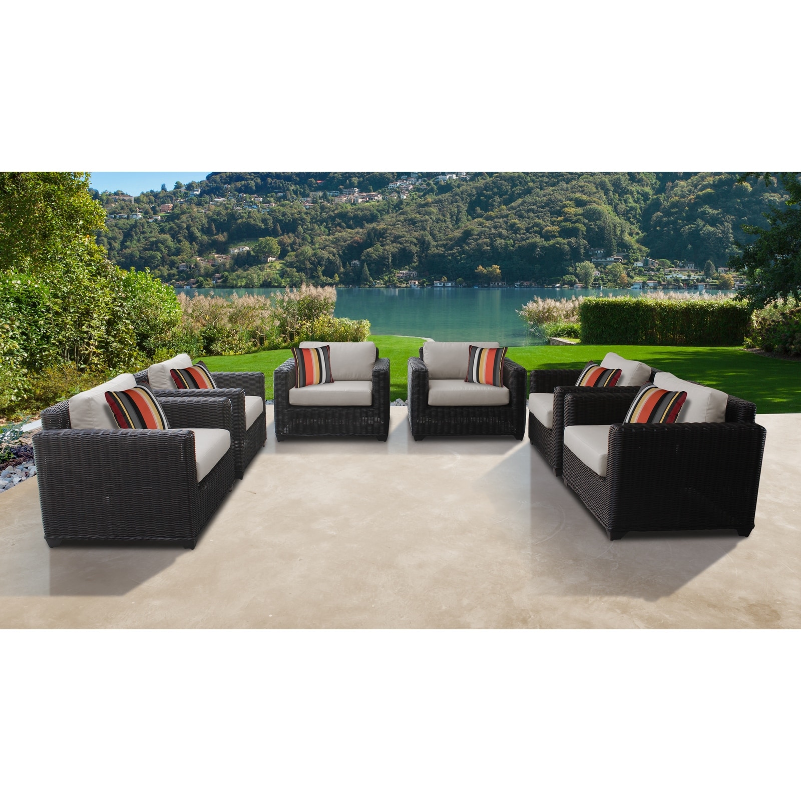 Venice Outdoor Rich Brown Faux Wicker Patio Club Chairs (set Of 6)