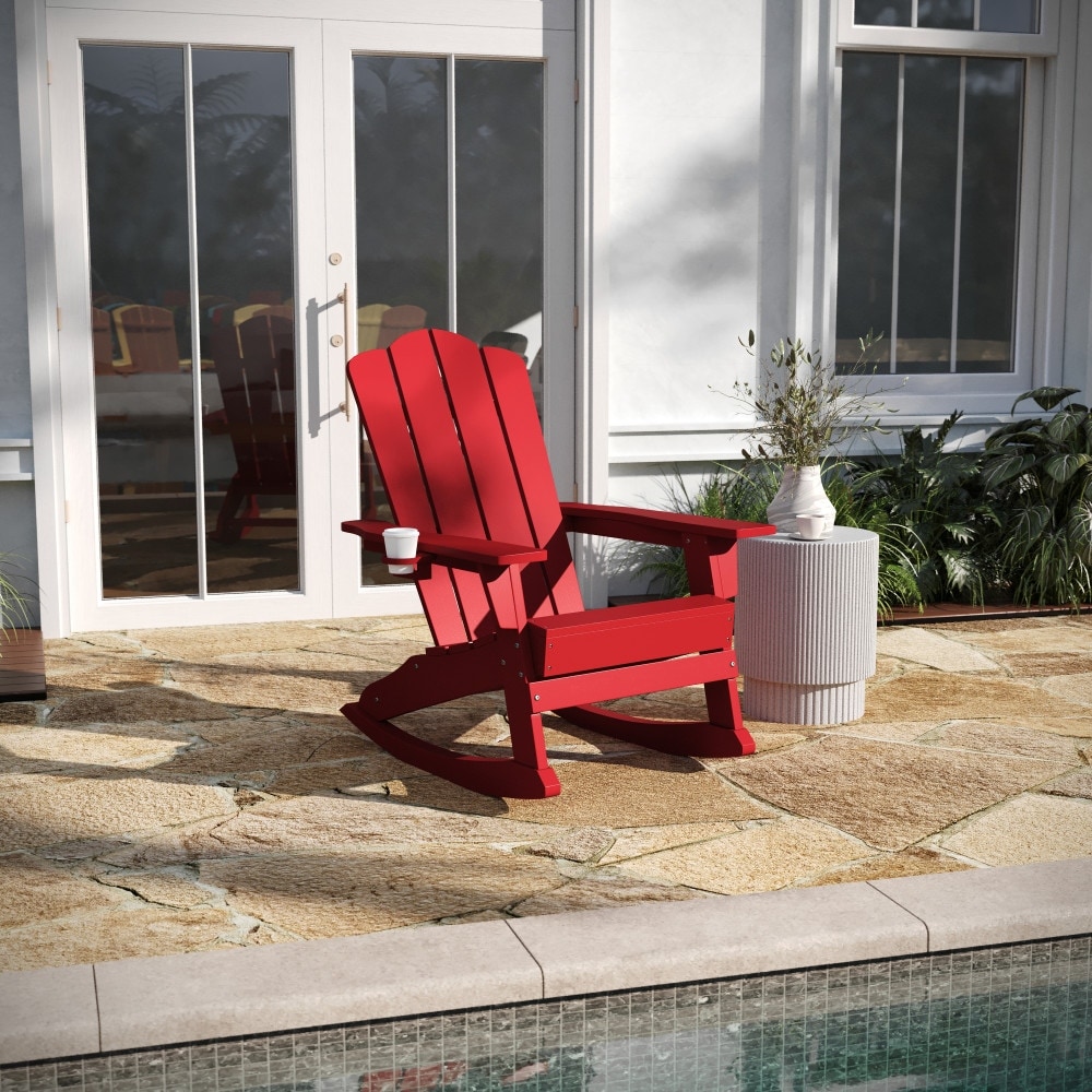 All-weather Rocking Adirondack Chair With Swiveling Cupholder