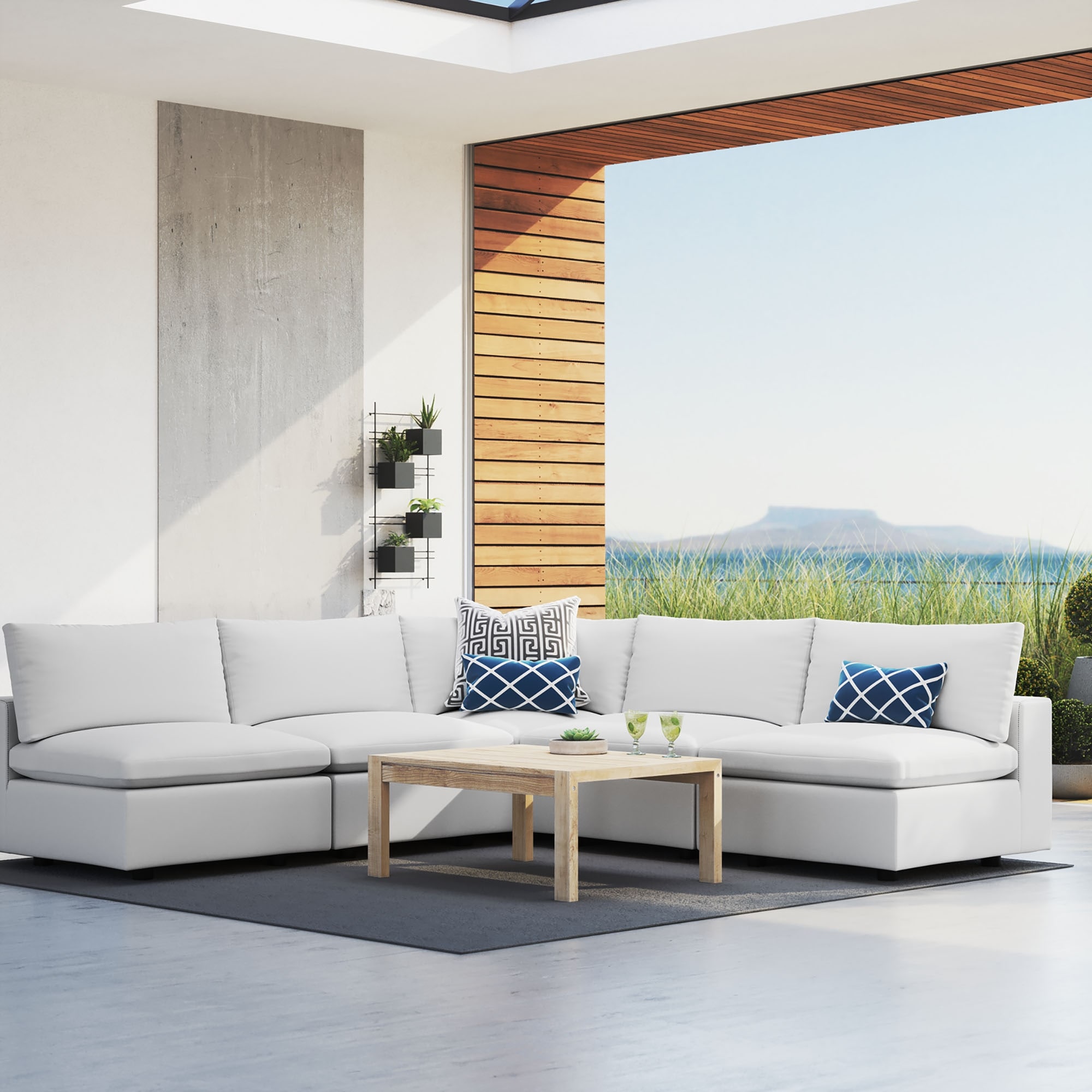 Commix 5-piece Sunbrellaand Outdoor Patio Armless Sectional Sofa