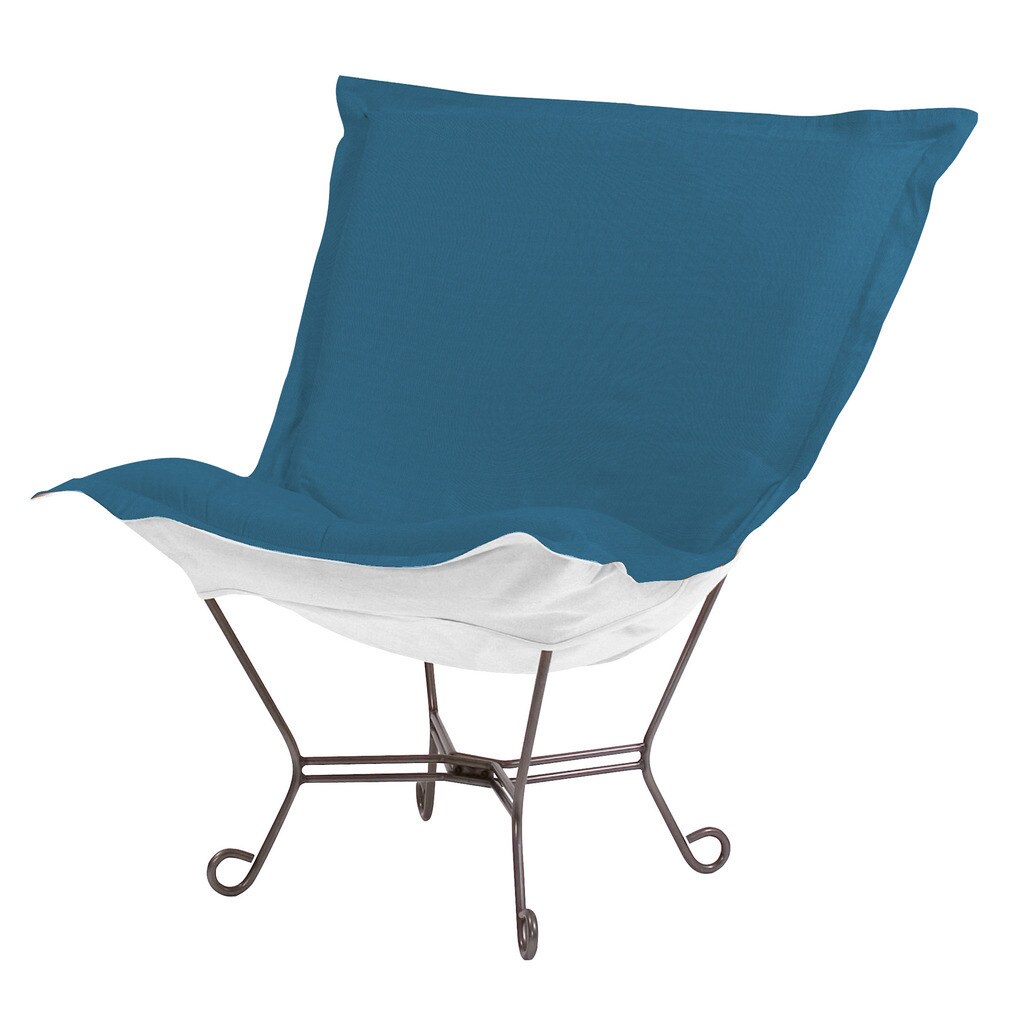 Scroll Puff Chair With Cover  Titanium Frame  Seascape Turquoise